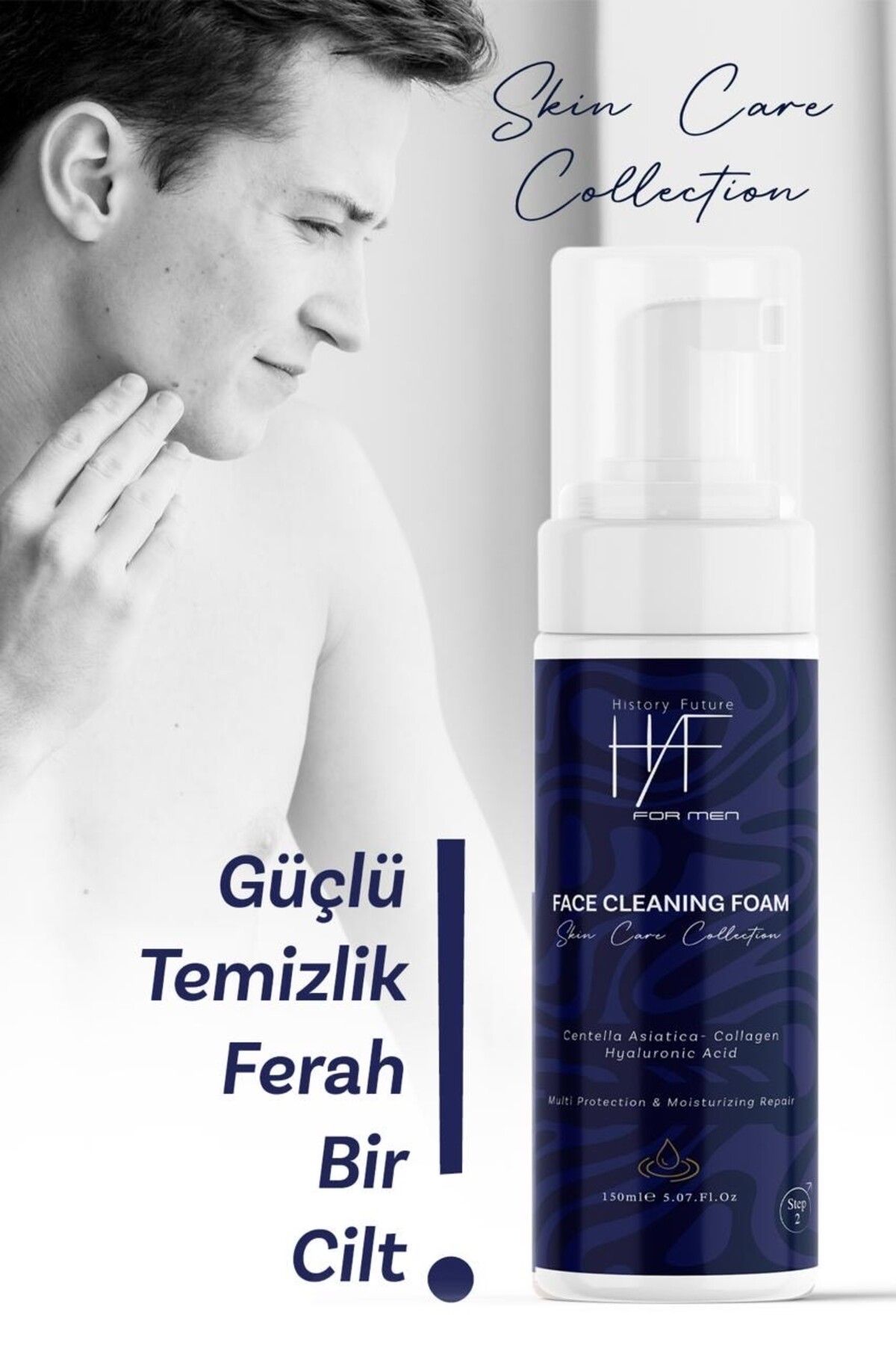 history future-Men's Facial Cleansing Foam Deep Cleansing Moisturizing Effect Soap-Free Formula 150ml 6