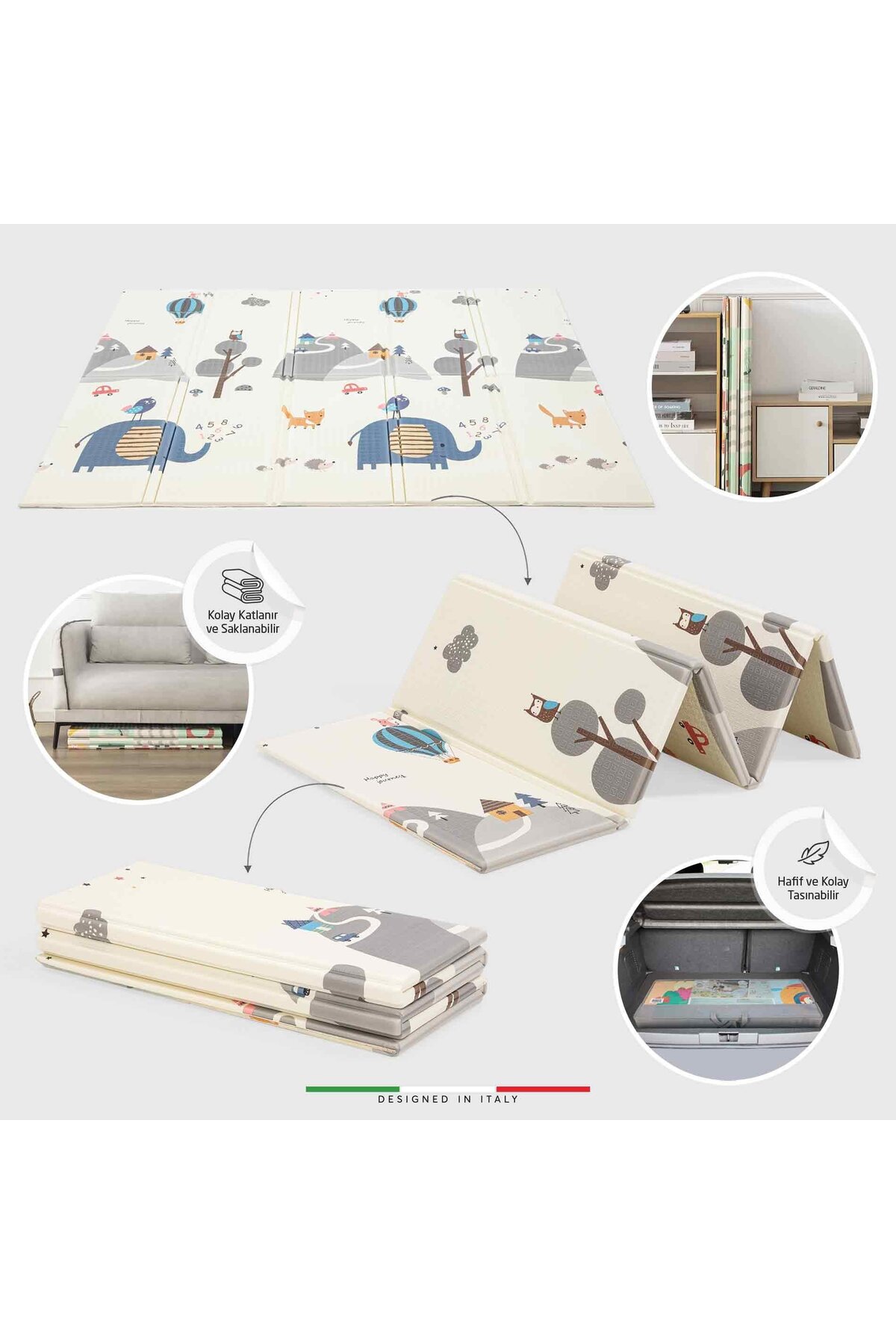 Elele Carla Katlanabilir Oyun Matı Oyun Halısı 180x200x1,5 Cm XFD315 Carla fotoğrafı 3 (önizleme)