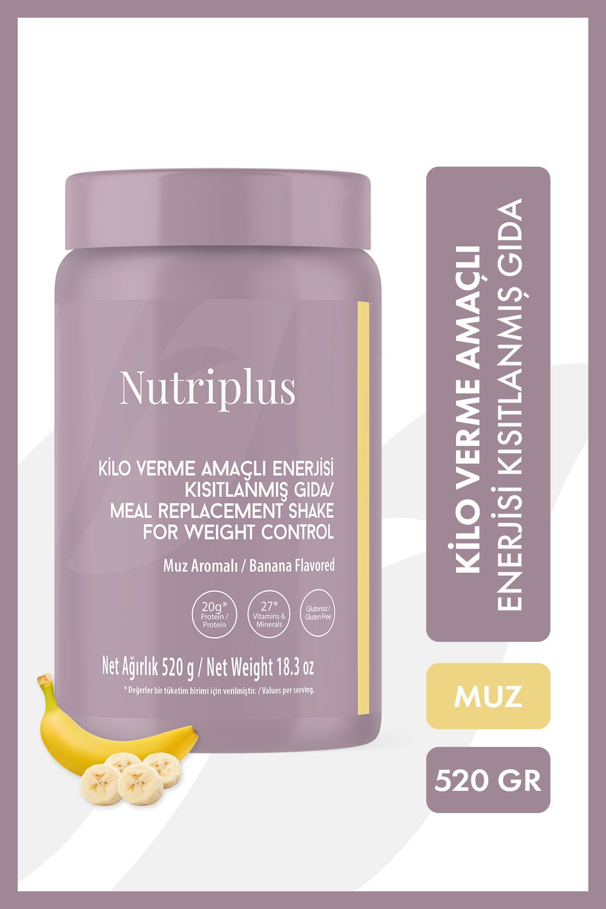 Nutriplus Kilo Verme Amaçlı Enerjısı Kısıtlanmış Gıda Muz Aromalı 520 G