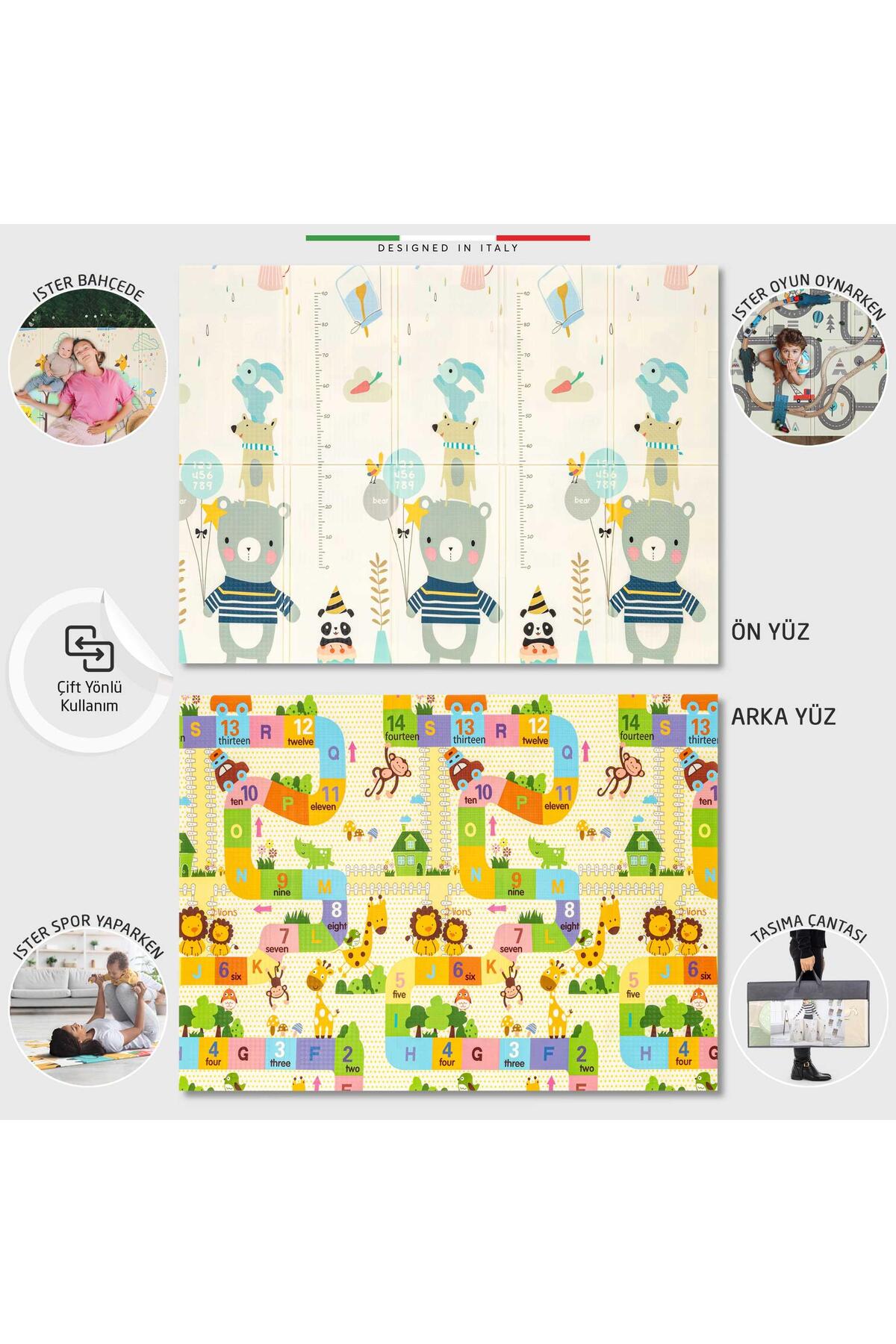 Elele Happy Bear Katlanabilir Oyun Matı Oyun Halısı 150x200x1 Cm XFD116 Happy Bear fotoğrafı 2 (önizleme)