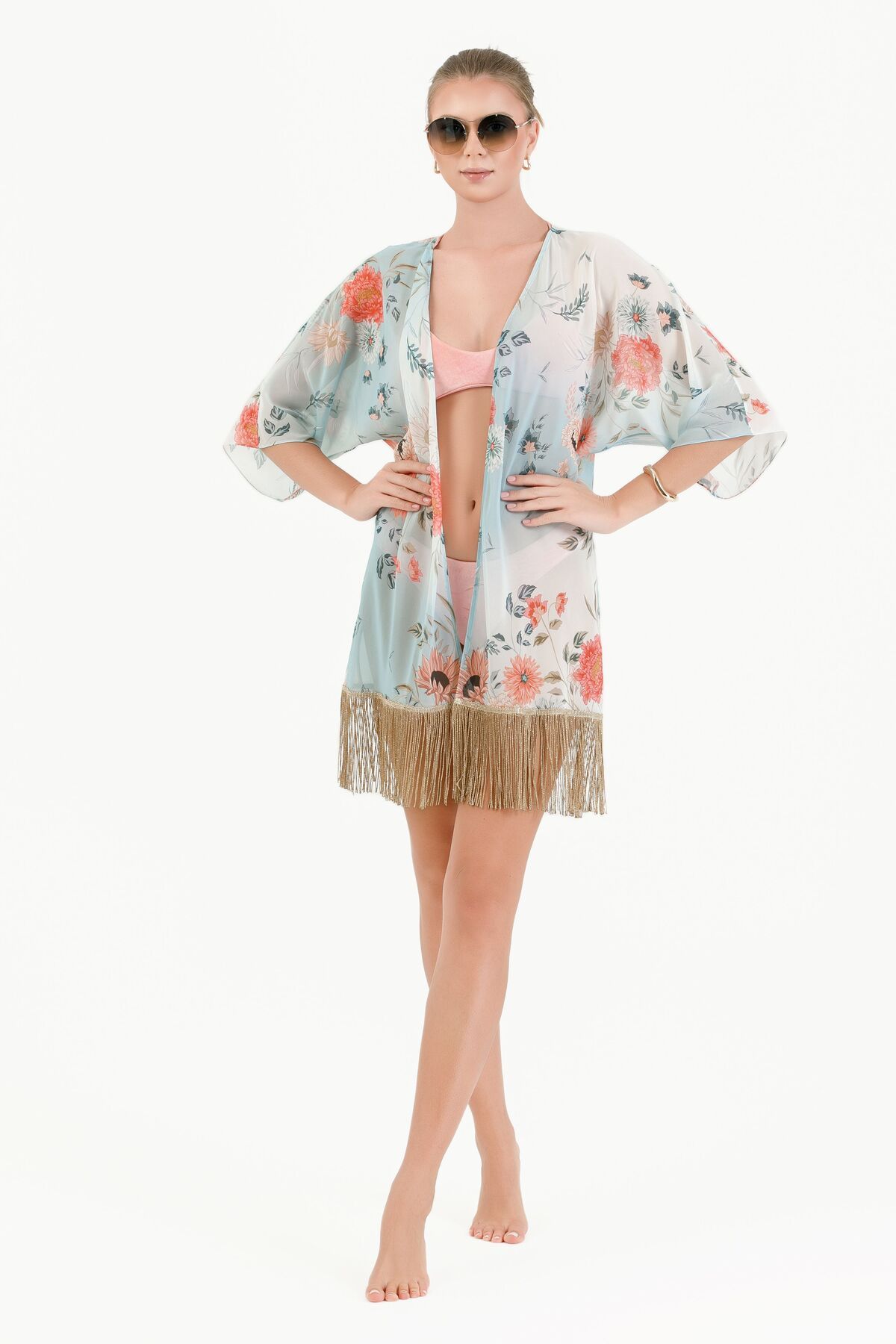 Pero Pareo Kırmızı  Çiçekli  Beach Kaftan