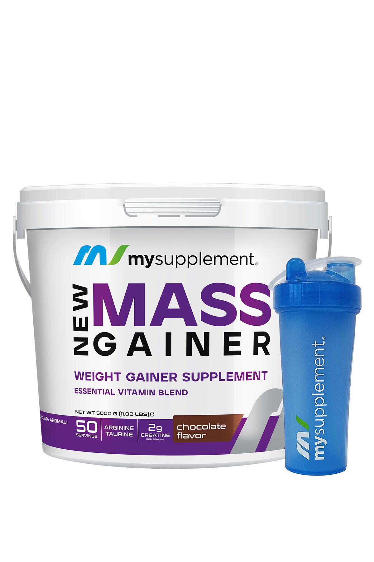 Mysupplement Çikolata Aromalı Mass Gainer 5000 gr Karbonhidrat Tozu - Protein - Hacim - Shaker Hediyeli-1