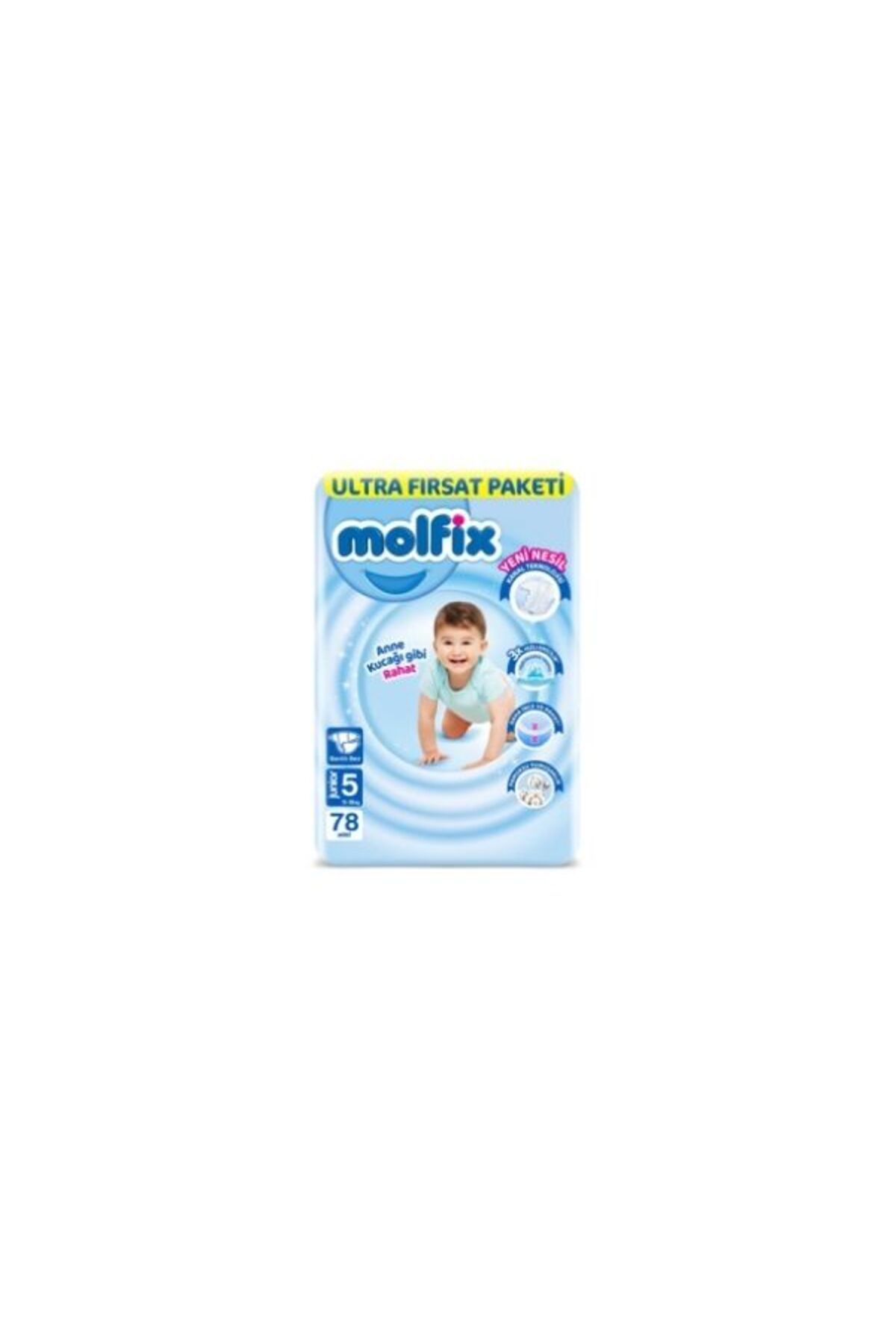 Molfix Bebek Bezi 3D 5 Beden Junior  11-18 Kg Ultra Fırsat Paketi 78 ADET