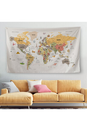 PAMUK'S DESİGN Türkçe Eğitici Ülke Ve Başkent Detaylı Atlası Dünya Haritası D...