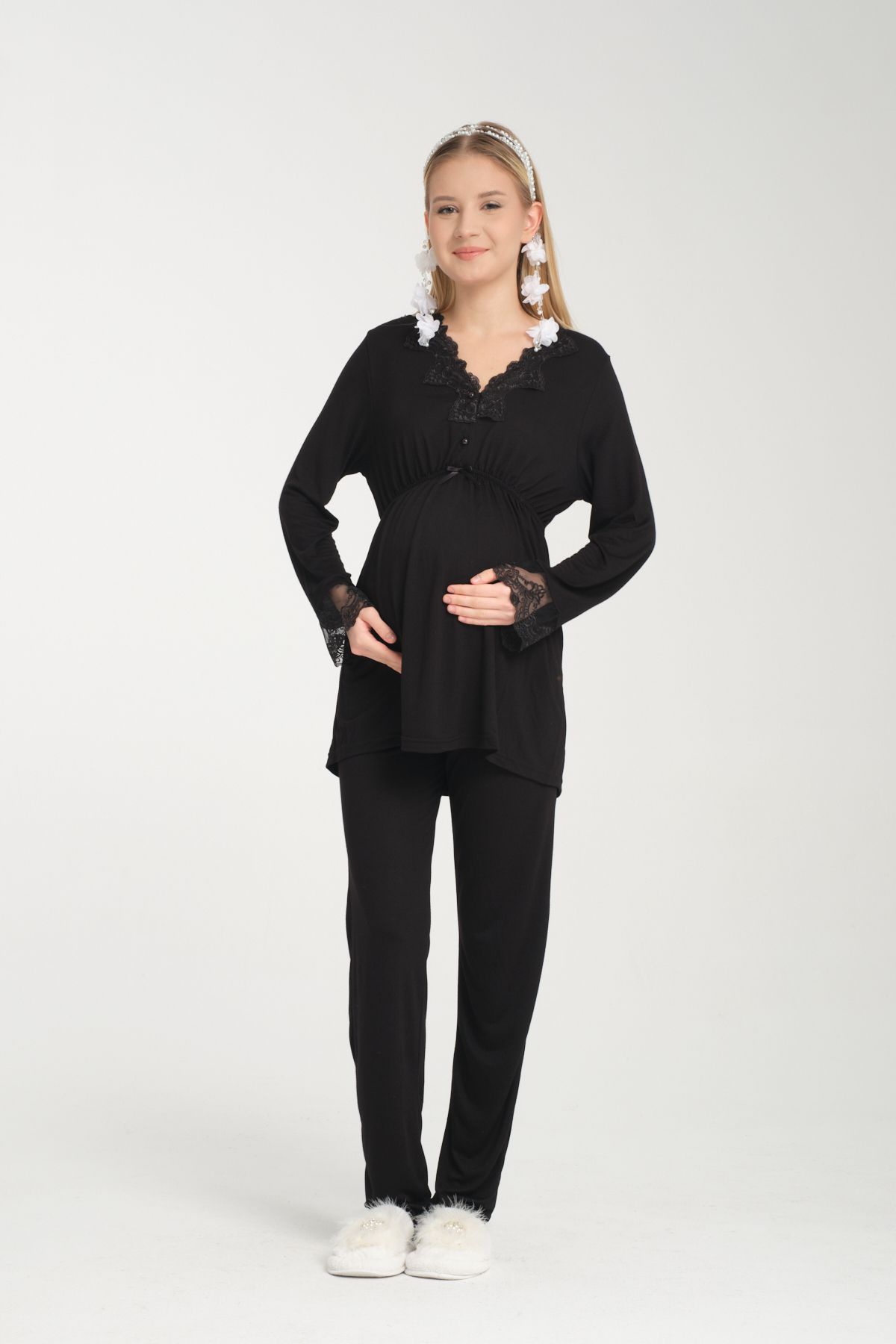 effort-Luxury Maternity and Maternity Pajamas and Dressing Gown Set 6