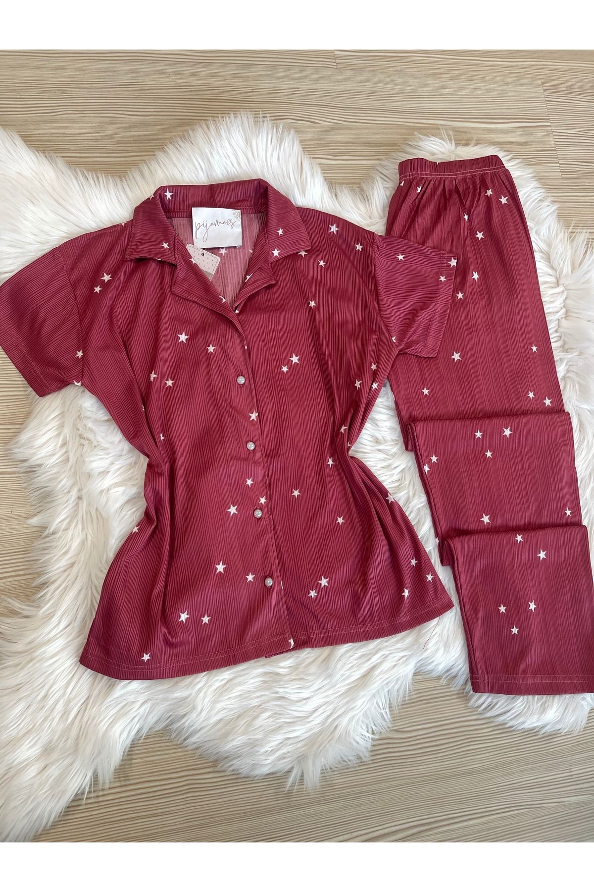 Pijamacs-PINEAPPLE PATTERNED PEGASUS SHORT SLEEVE PAJAMAS SET 5