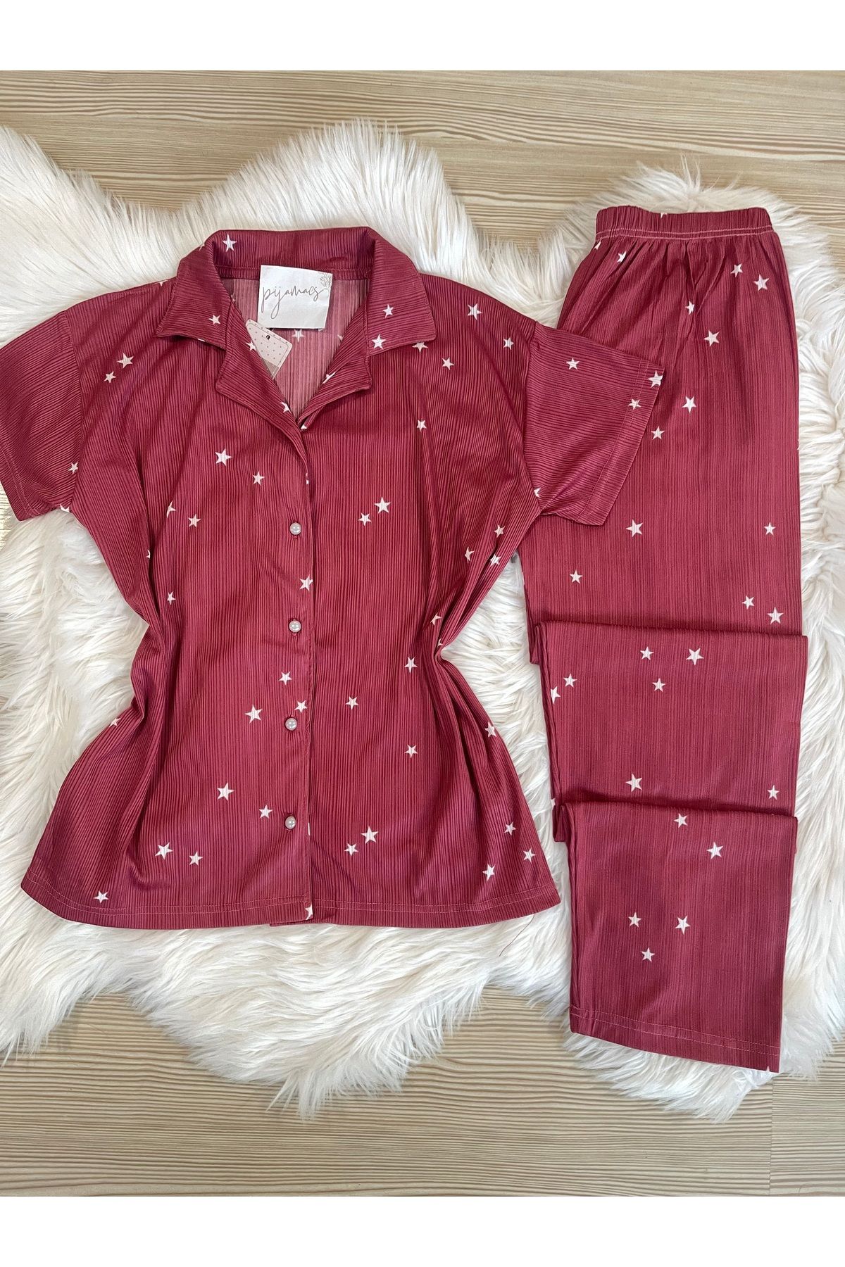 Pijamacs-PINEAPPLE PATTERNED PEGASUS SHORT SLEEVE PAJAMAS SET 8