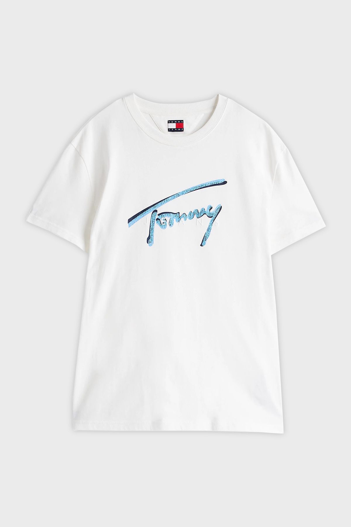 تی شرت سفید مردانه 100 ٪ پنبه به طور منظم مناسب یقه دوچرخه T YBL Tommy Jeans