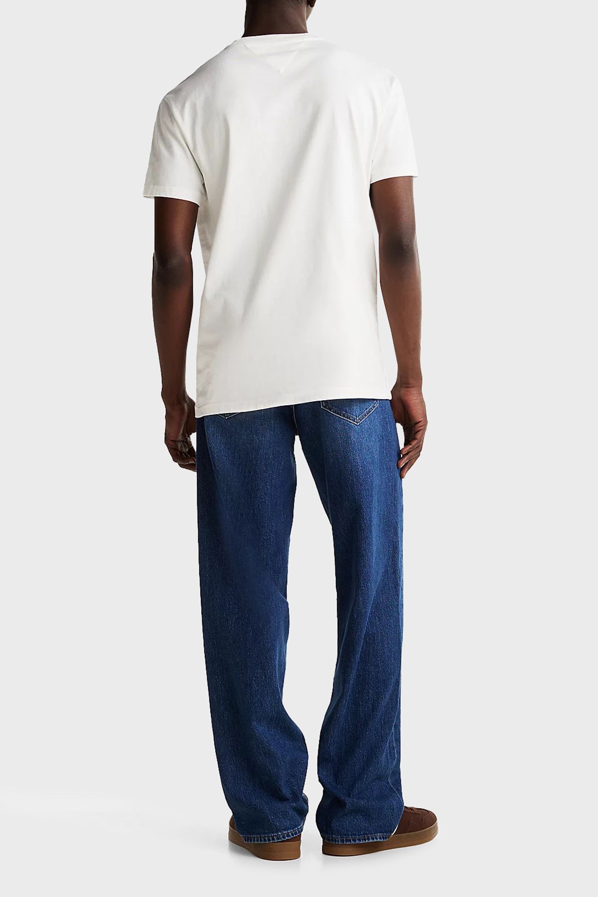 تی شرت سفید مردانه 100 ٪ پنبه به طور منظم مناسب یقه دوچرخه T YBL Tommy Jeans