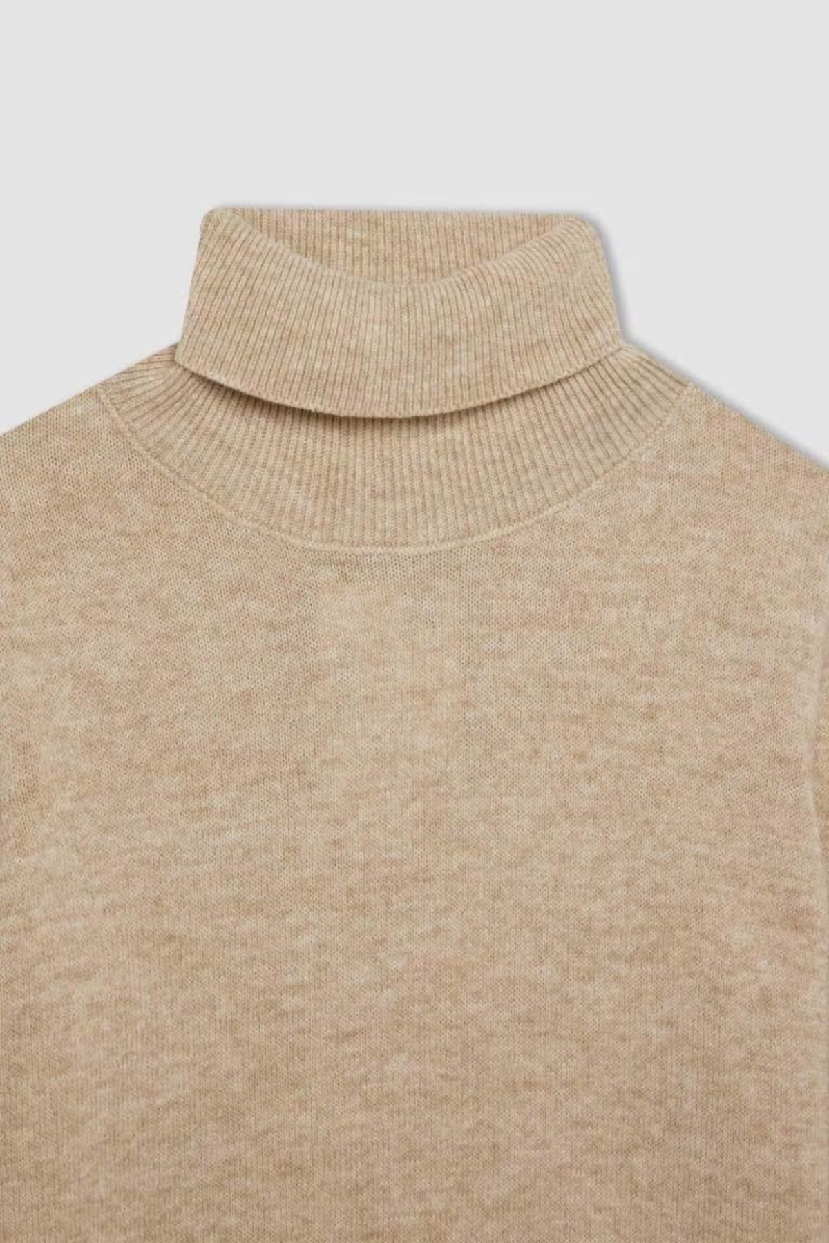 DeFacto-Jungen Beige Rollkragen Basic Plain Strickpullover A8637a824wn 2