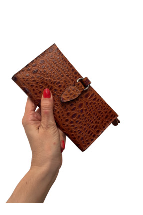 Pinkylola Me Model taba kroko baskılı  Hakiki Deri Kartlık Fermuarlı Cüzdan