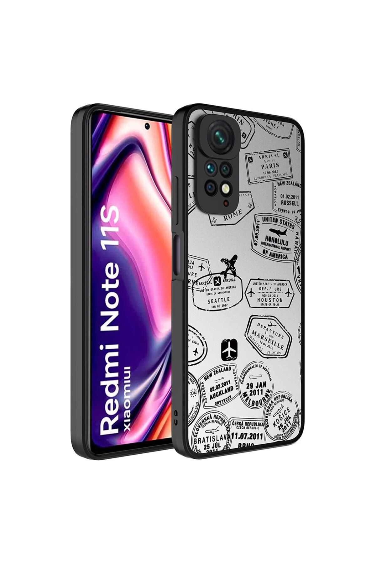 UnDePlus Xiaomi Redmi Note 11S Global Kılıf Aynalı Desenli Kamera Korumalı Parlak Mirror Kapak