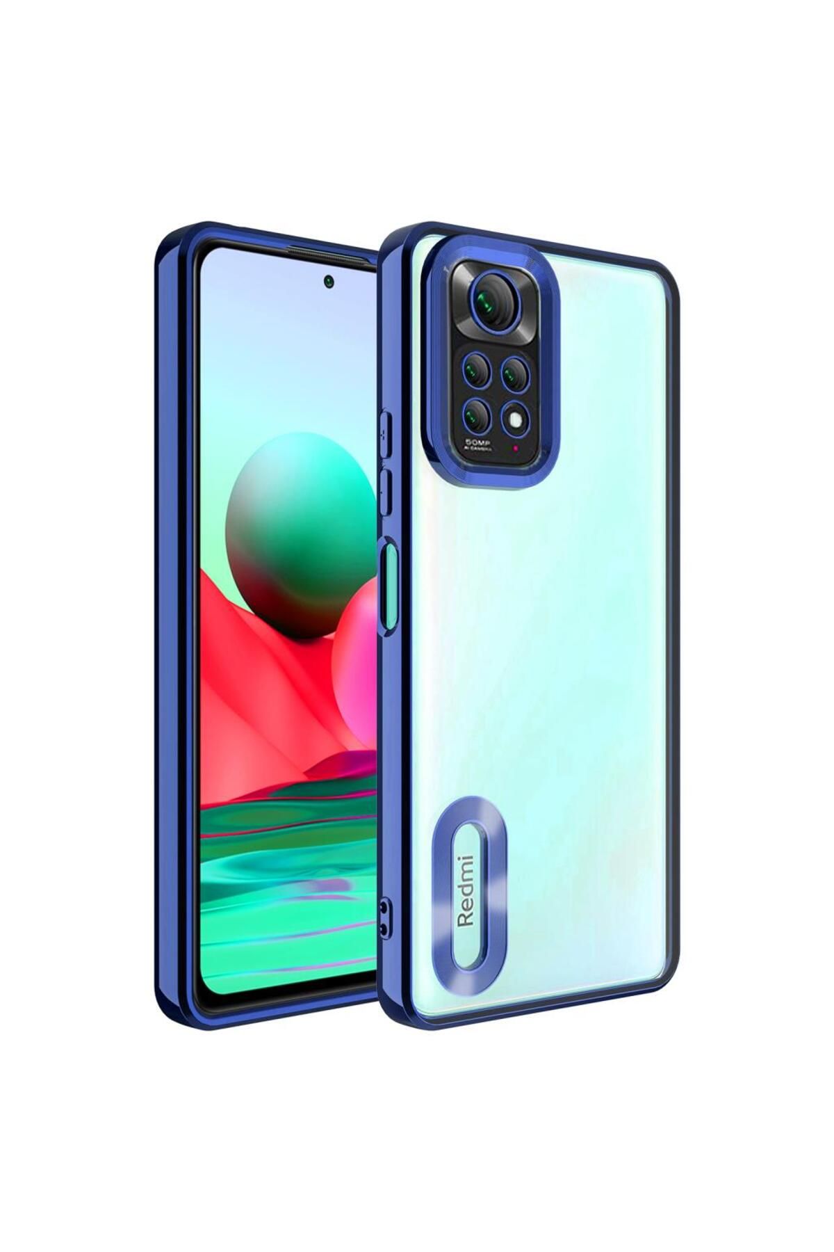 UnDePlus Xiaomi Redmi Note 11S Global Kılıf Kamera Korumalı Logo Gösteren Şeffaf Kapak