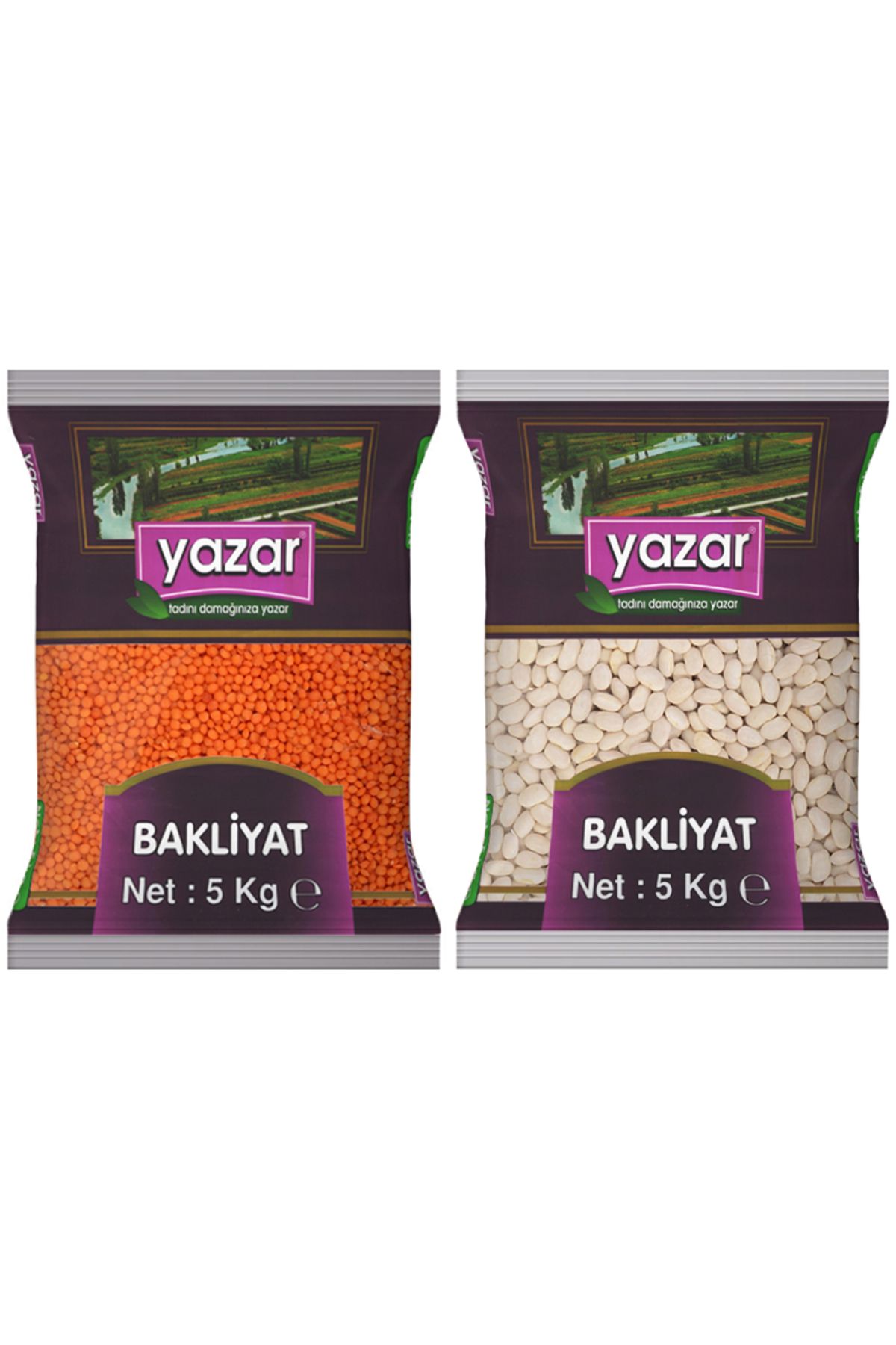 YAZAR Kırmızı Mercimek 5 Kg. + Çumra Fasulye 5 Kg.