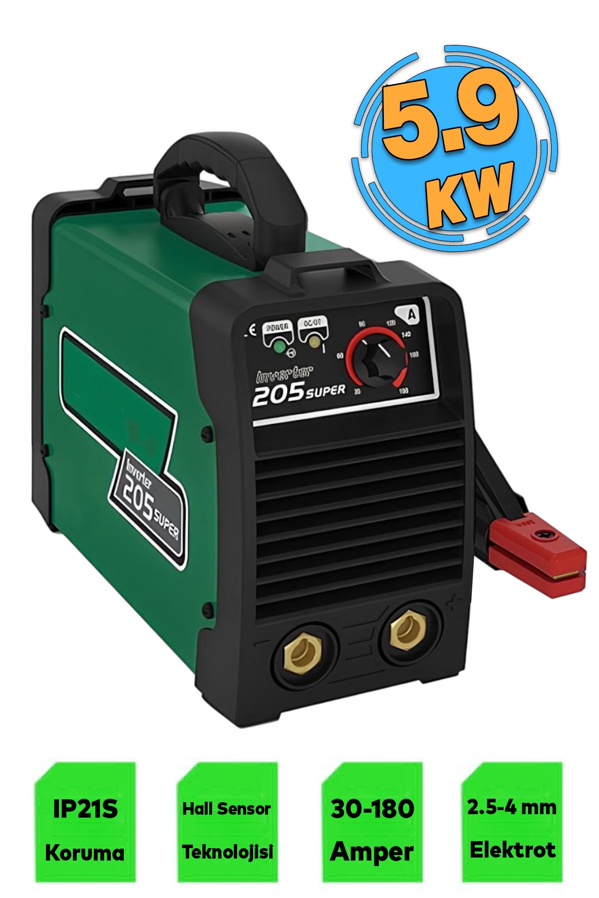 Badem10 İnverter Demir Metal Kaynak Makinesi 180 Amper 5.9 KW Makina Ark Kaynağı Rutil Bazik Elektrot