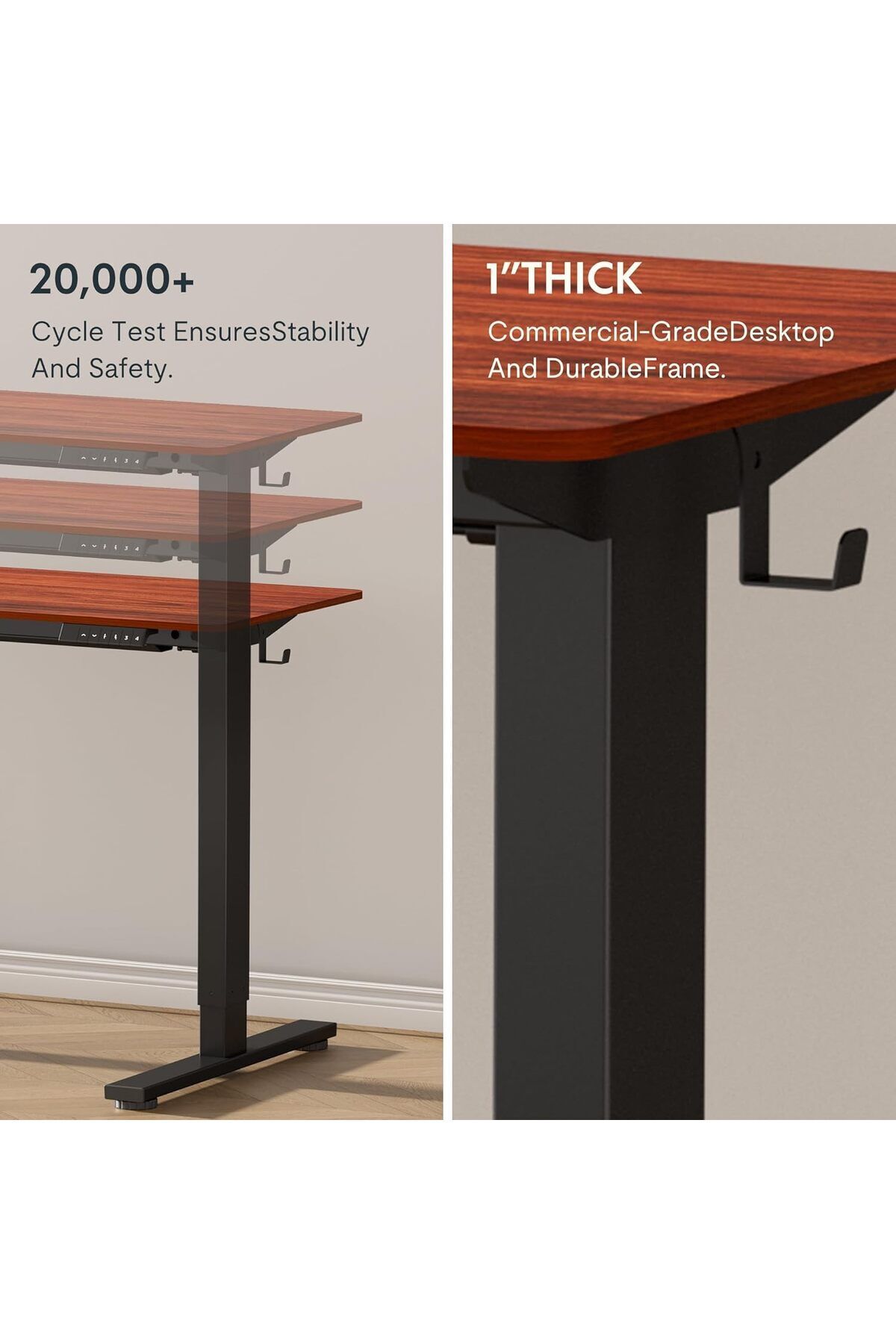 Mahmayi-FLEXISPOT Standing Desk 48 x 24 Inches Adjustable Height Desk - Black Frame + Mahogany Top 6