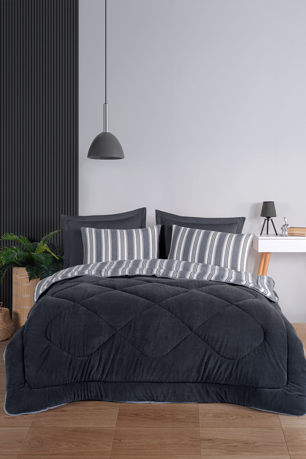 Eponj Home-Μονό σετ ύπνου Wellsoft Πάπλωμα Αφράτο 3 τεμαχίων Soft Line Anthracite 4