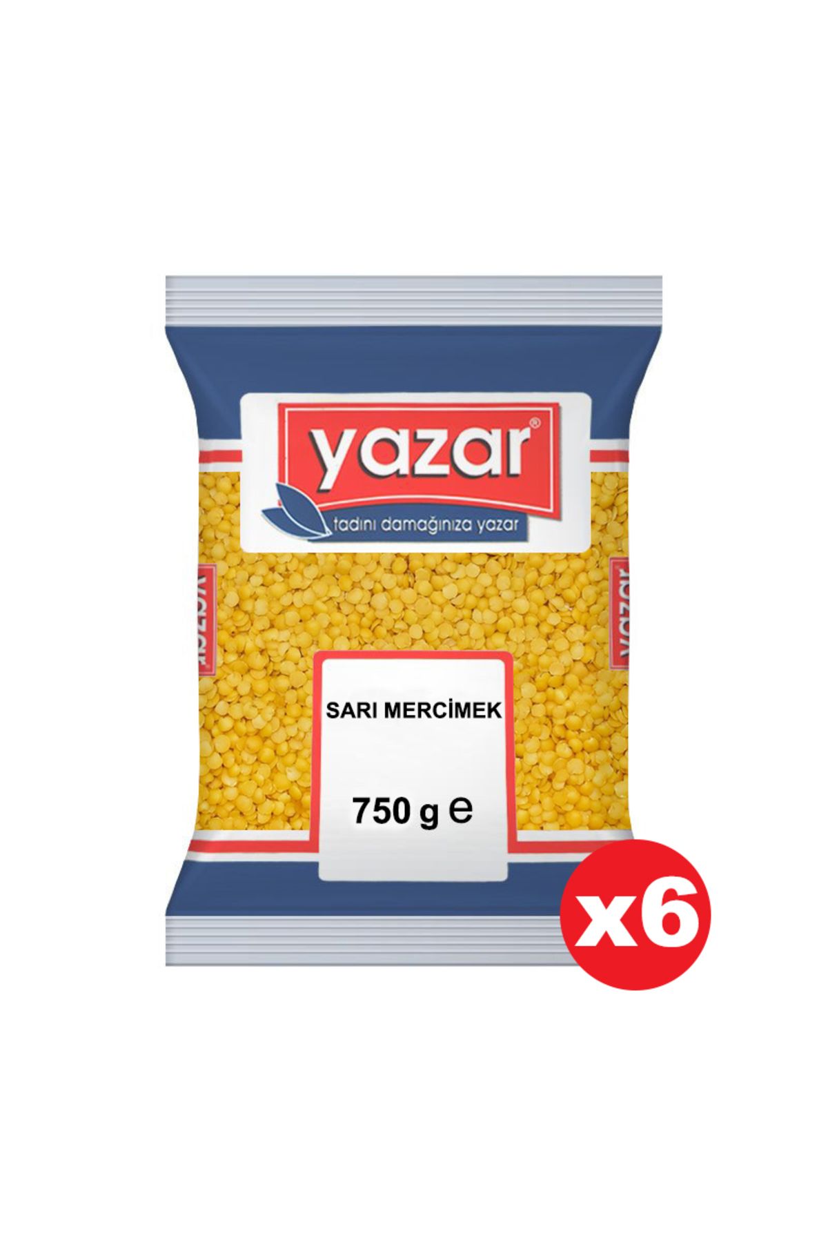 YAZAR Sarı Mercimek 750 Gr x 6 Adet