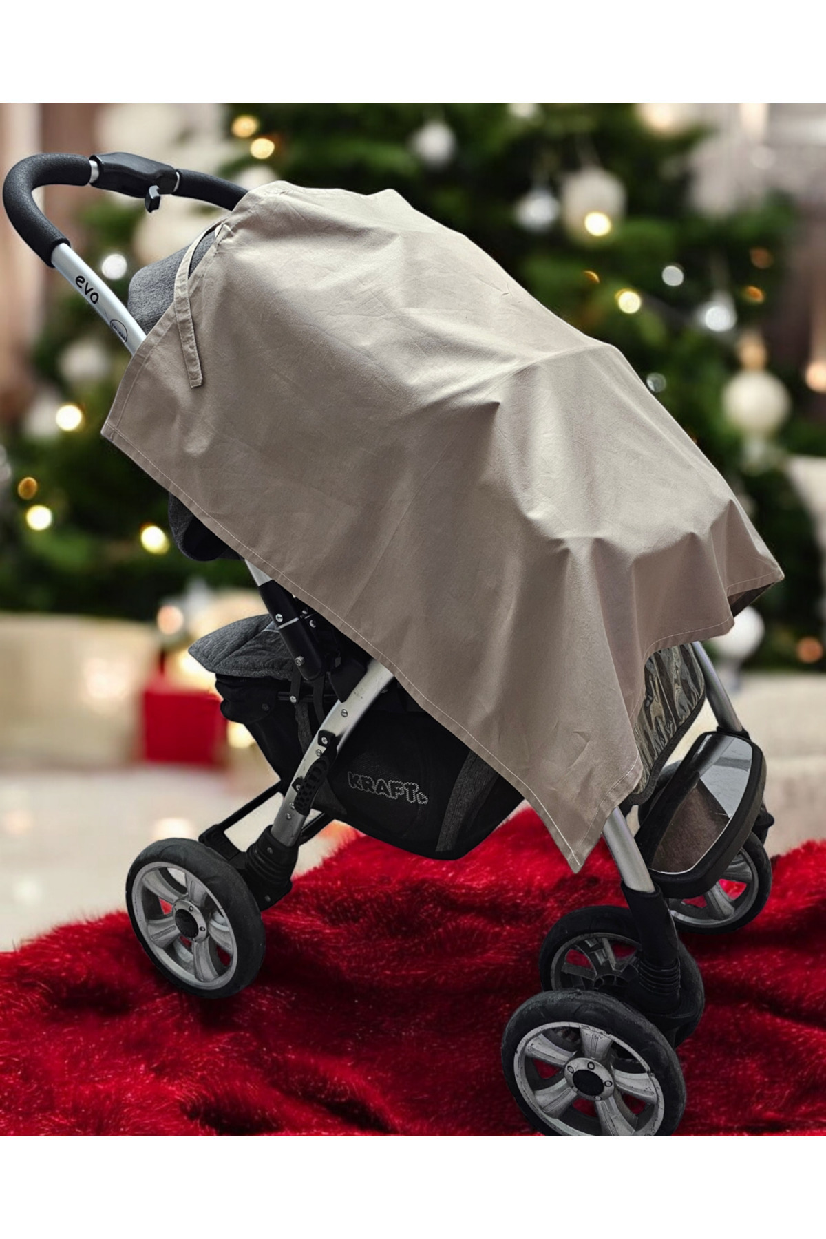 BeybiNest Balenli Emzirme Önlüğü 100x80 Cm Ayarlanabilir Boy Latte Emzirme Örtüsü Organik Pamuklu fotoğrafı 4 (önizleme)