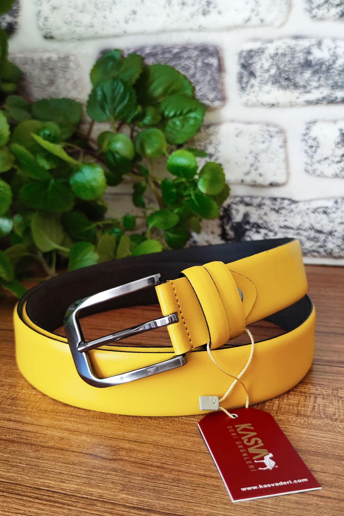 KASVA DERİ-3.5 cm Yellow Genuine Leather Belt 2