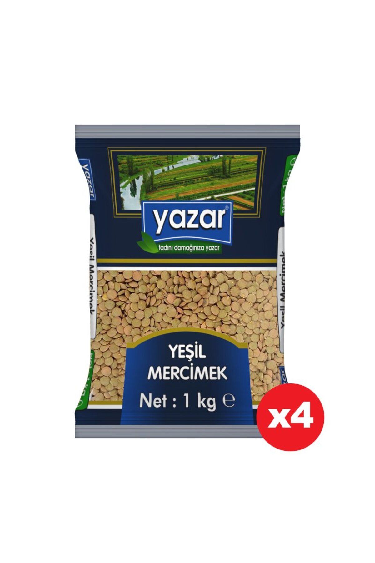 YAZAR Yeşil Mercimek 1 Kg. x 4 Adet