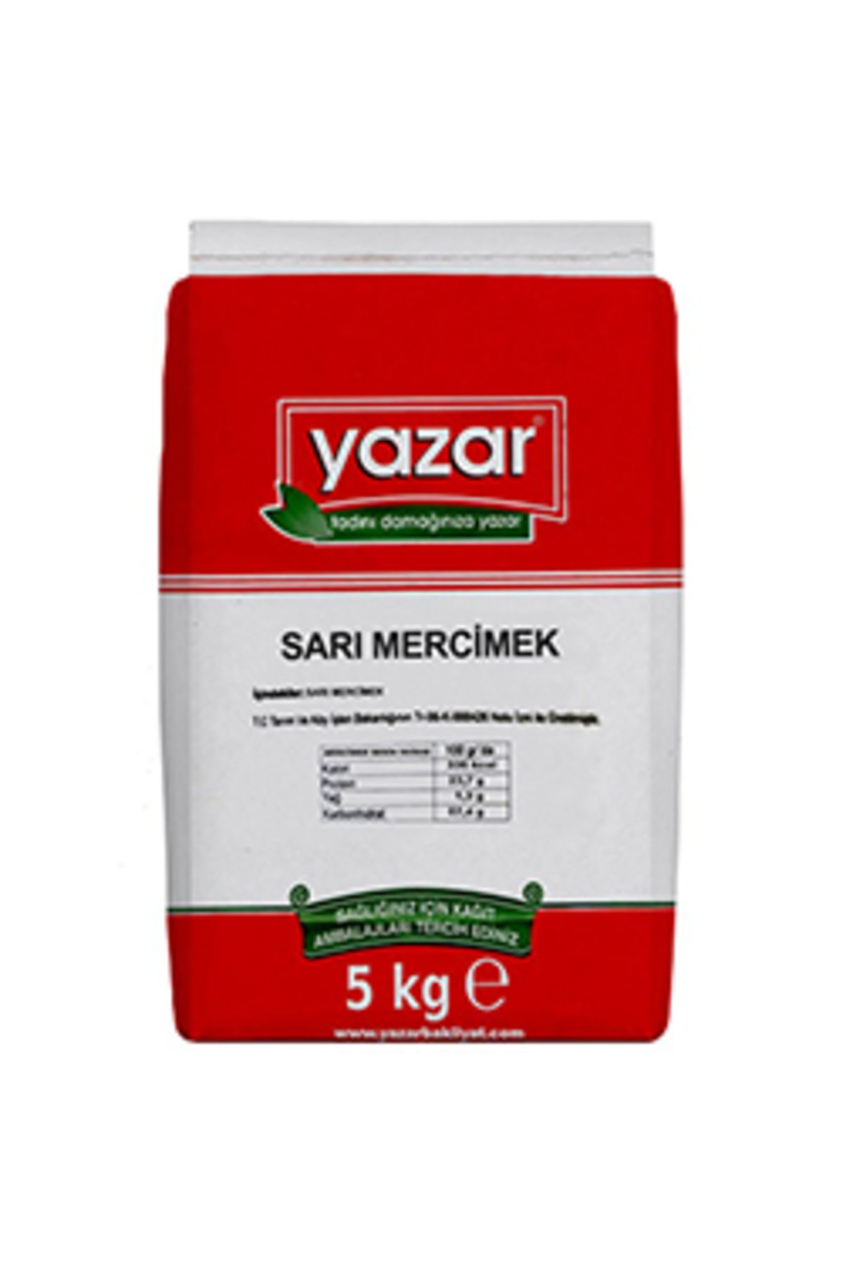 YAZAR Sarı Mercimek 5 Kg