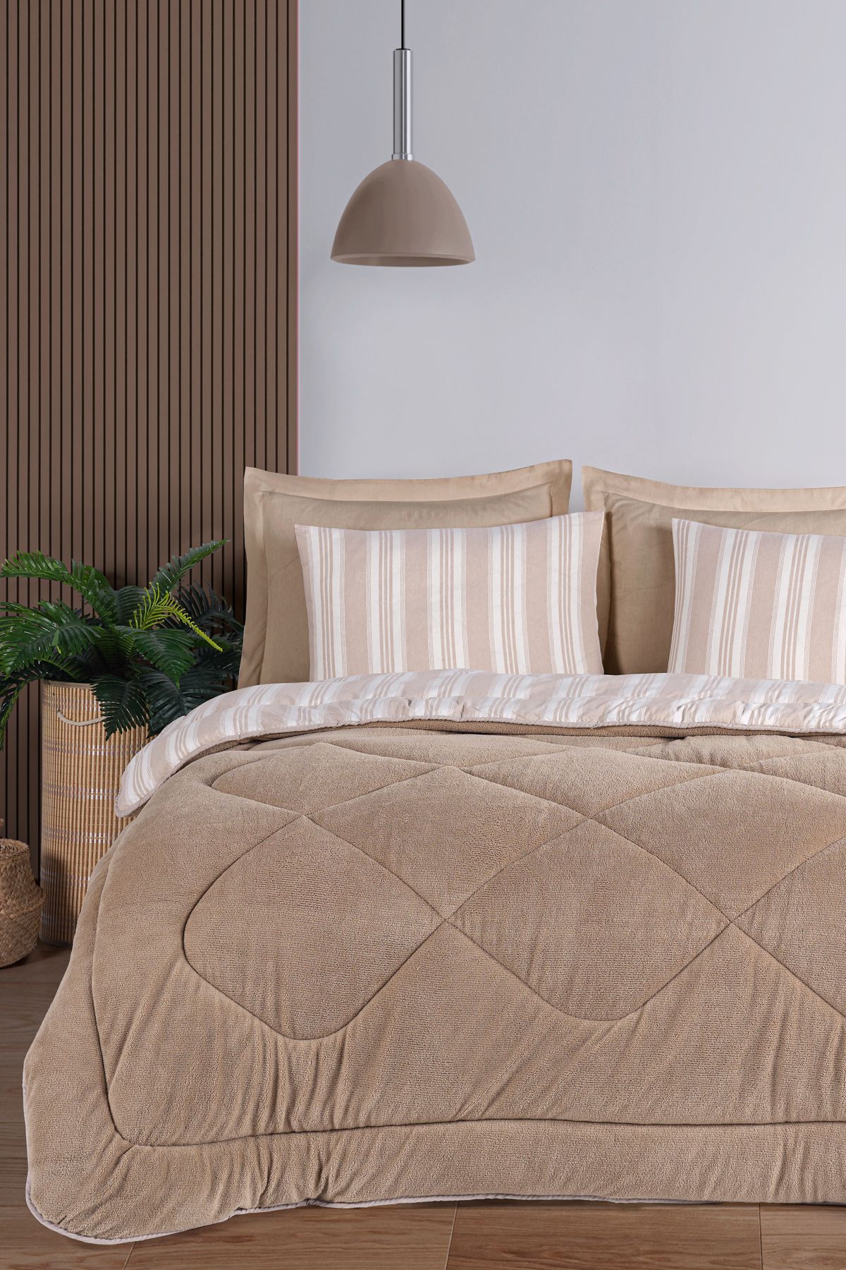 Eponj Home Tek Kişilik Comfort Set Yeni Nesil Wellsoft Yorganlı 2 Parça Soft Line Bej