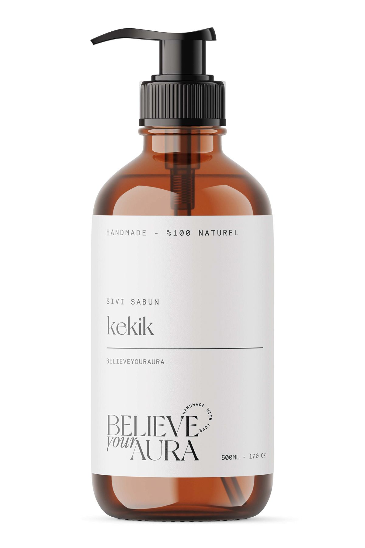 Believe Your Aura %100 Doğal Kekik Yağı El ve Cilt Sıvı Sabunu - E-Vitamini Aloe Vera Shea Butter - 500 ml