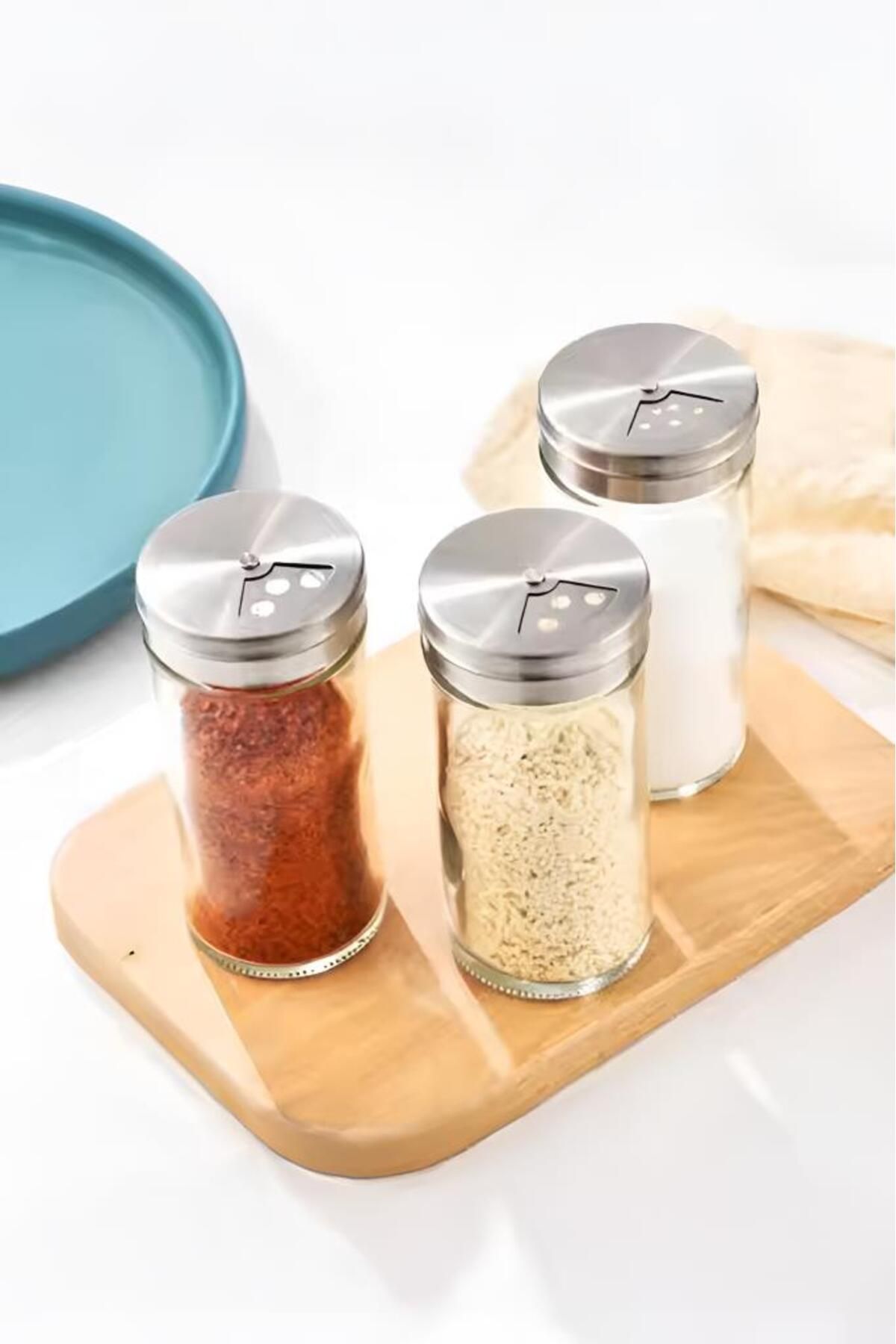Digithome-Set of 12 Glass Round Spices with Label Metal Lid 170ml Thn86421 C- 1-1-18 1