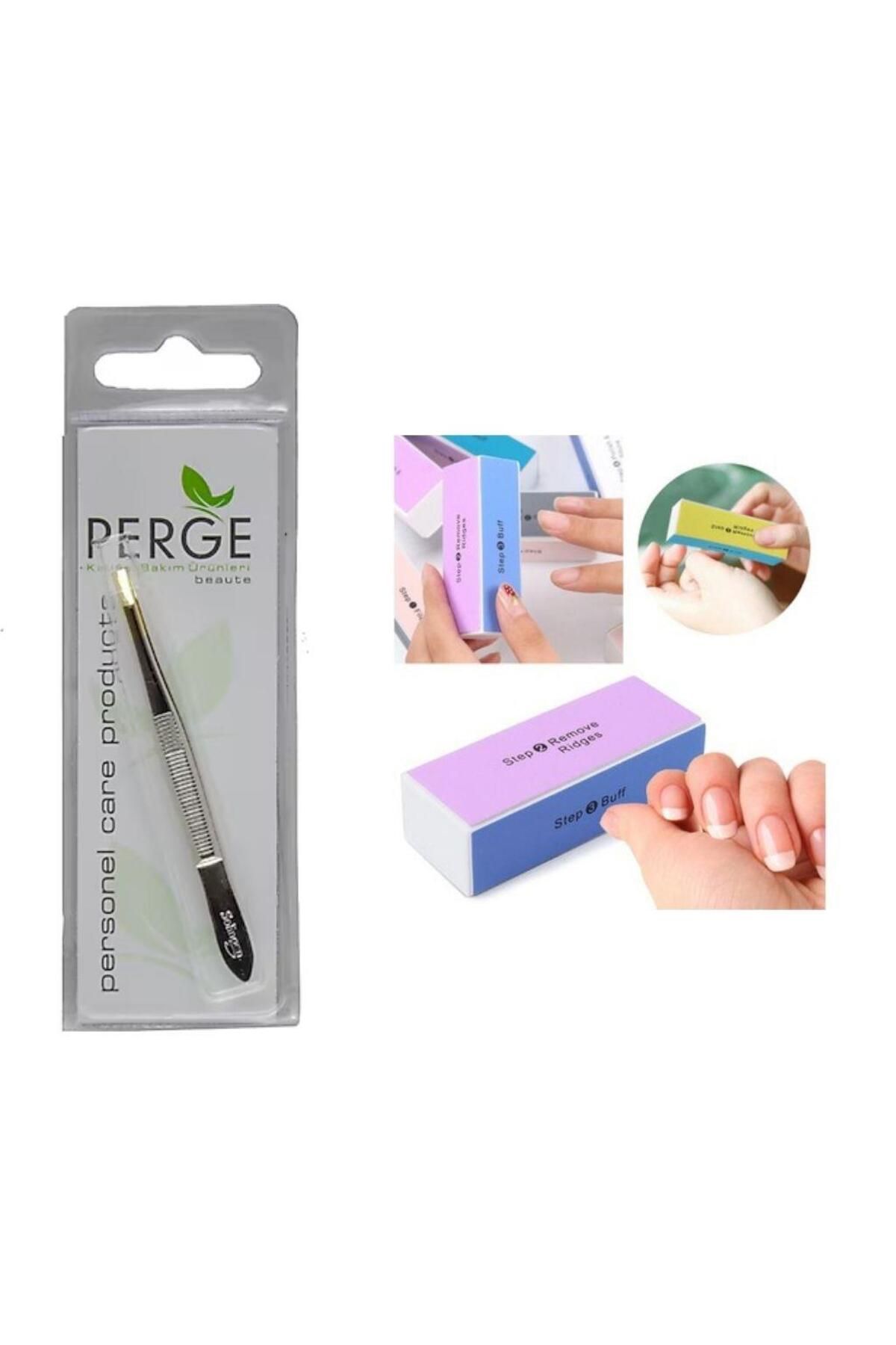 PERGE Dar Ağız Cımbız + Flore Tırnak Üstü Parlatıcı Tampon Hediye