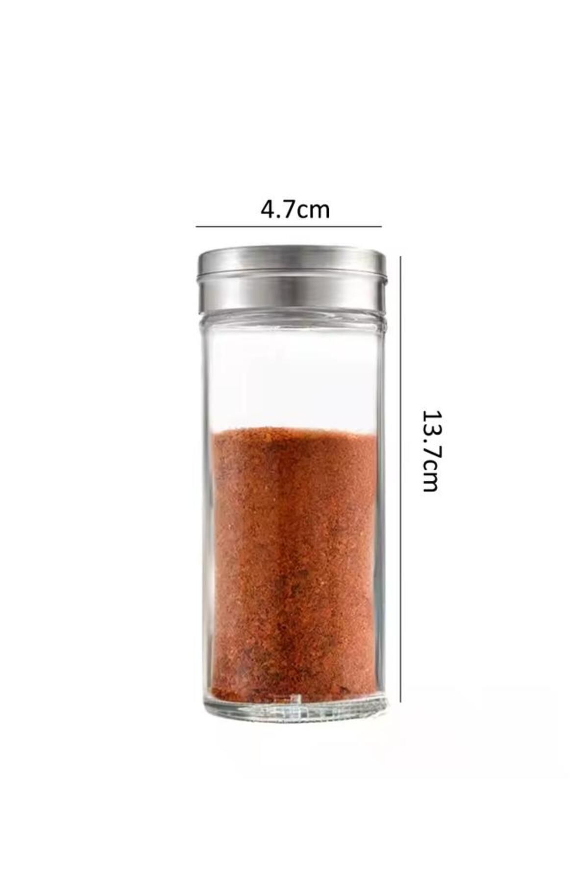 Digithome-Set of 12 Glass Round Spices with Label Metal Lid 170ml Thn86421 C- 1-1-18 4