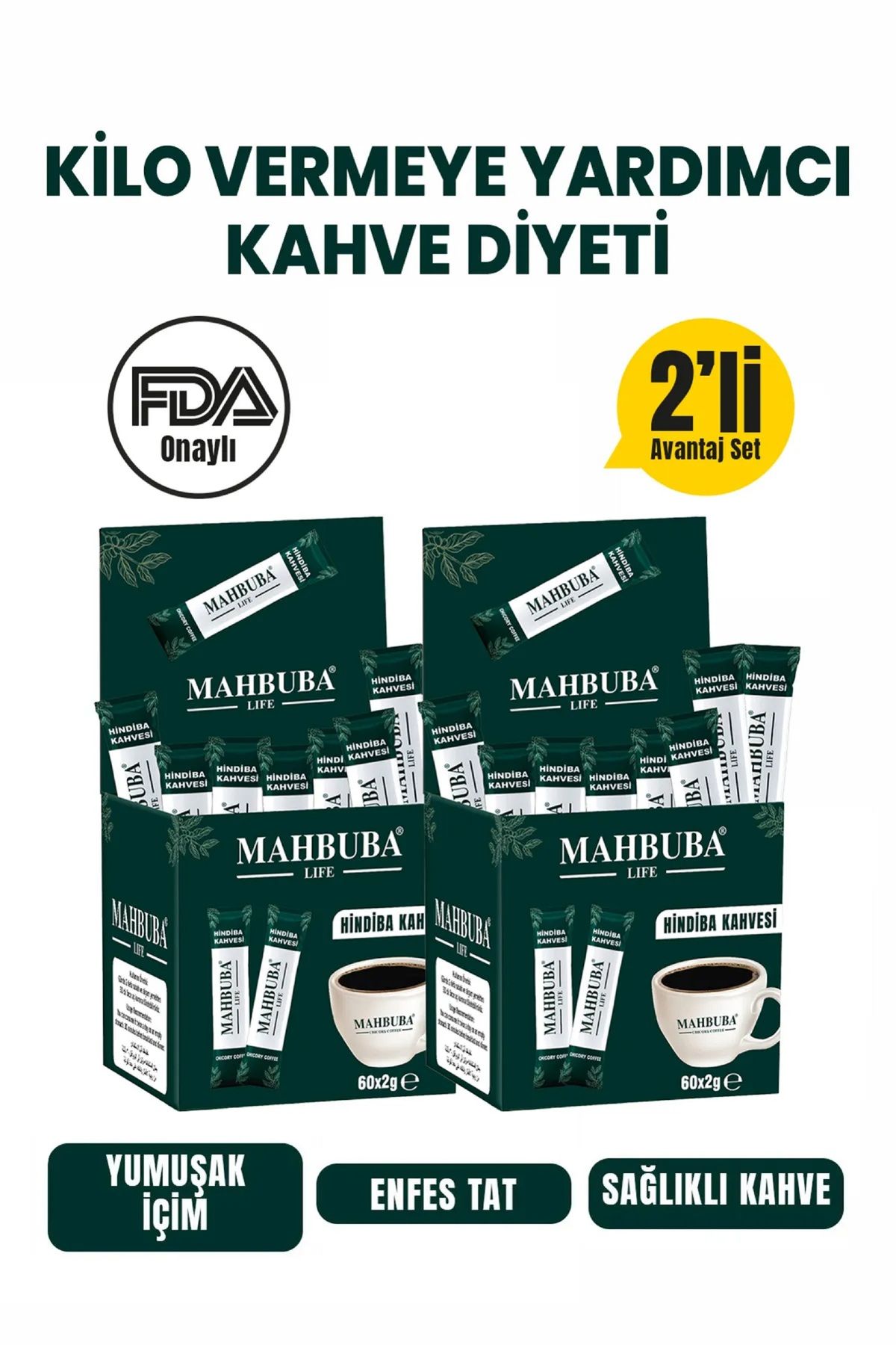 Kapış Kapış Hindiba Kahvesi Kilo Vermeye Detox Diyet (1 AYLIK KULLANIM) 60 LI x 2