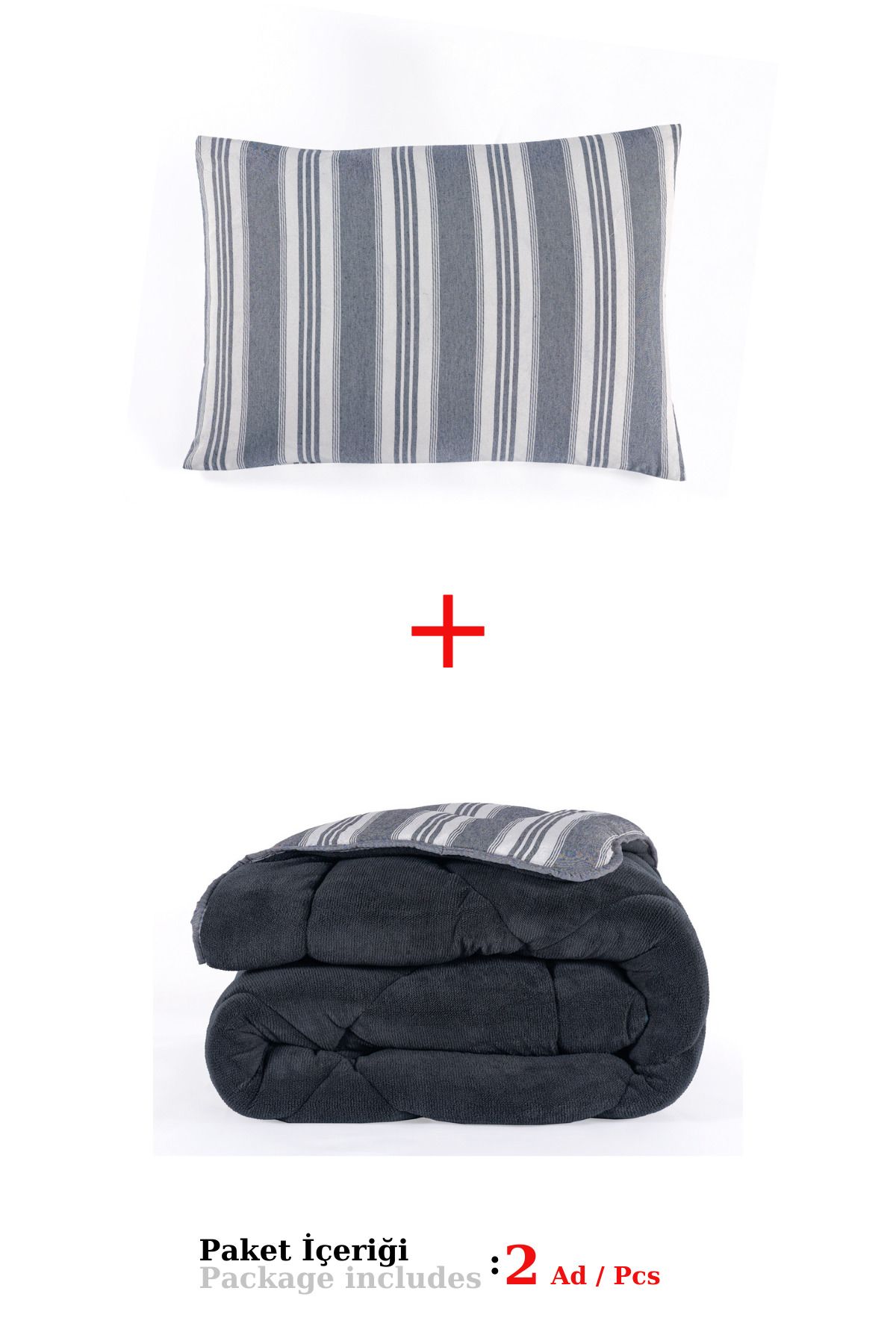 Eponj Home-Anthracite Soft Line Single Comfort Set - 2 Pieces with Quilt 3
