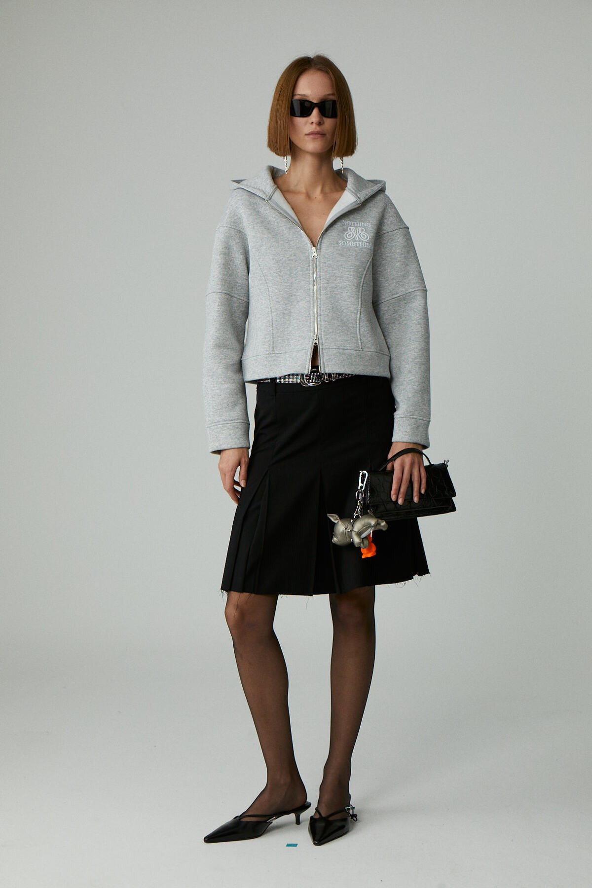 ETHIQUET  ROBINA Kadın Şardonlu Kapüşonlu Nakış Detaylı Grimelanj Sweatshirt - Görsel 2