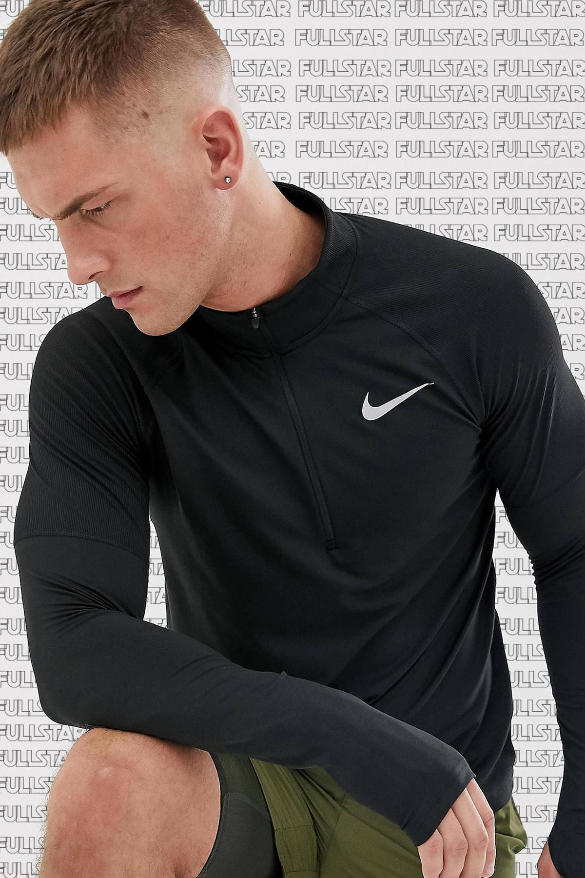Nike-Dri Fit Element Top Half Zip Hanorac pentru bărbați cu mânecă lungă cu jumătate de fermoar Top sportiv negru 2
