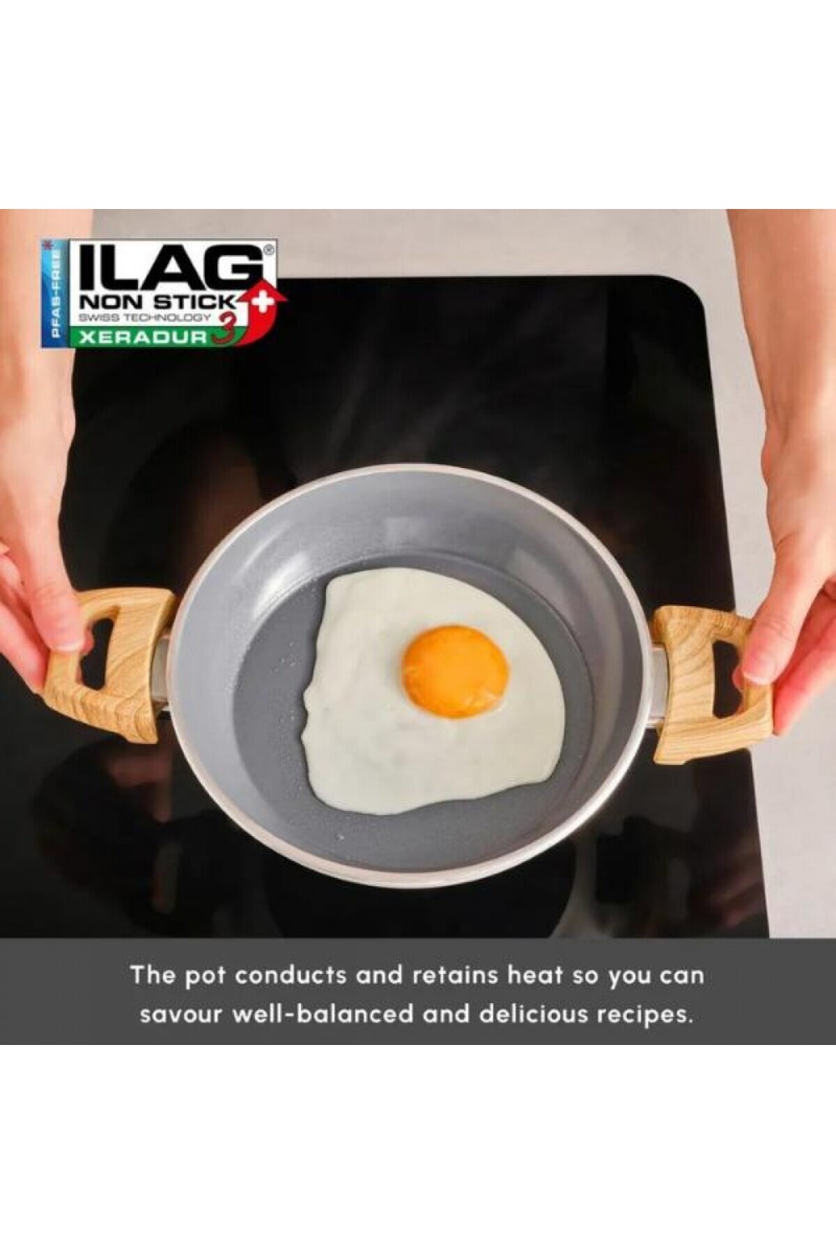 Karaca-Swiss Crystal Induction Flacher Suppentopf, 20 cm, Creme 6