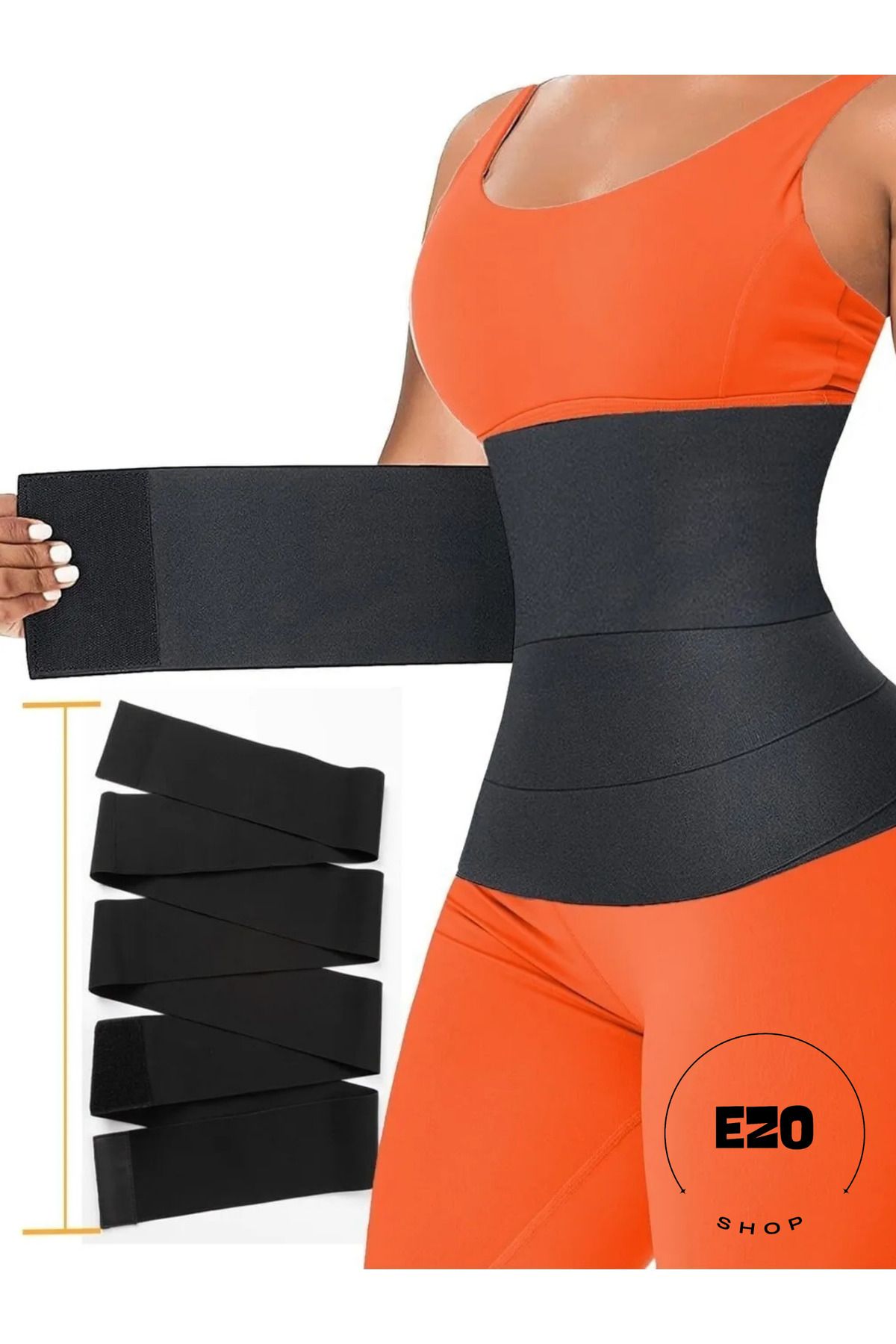 EZOSHOP Waist Trainer 4mt Göbek Terletici Toparlayıcı Sıkılaştırıcı İnceltici Bel Fitness Korse Kemer