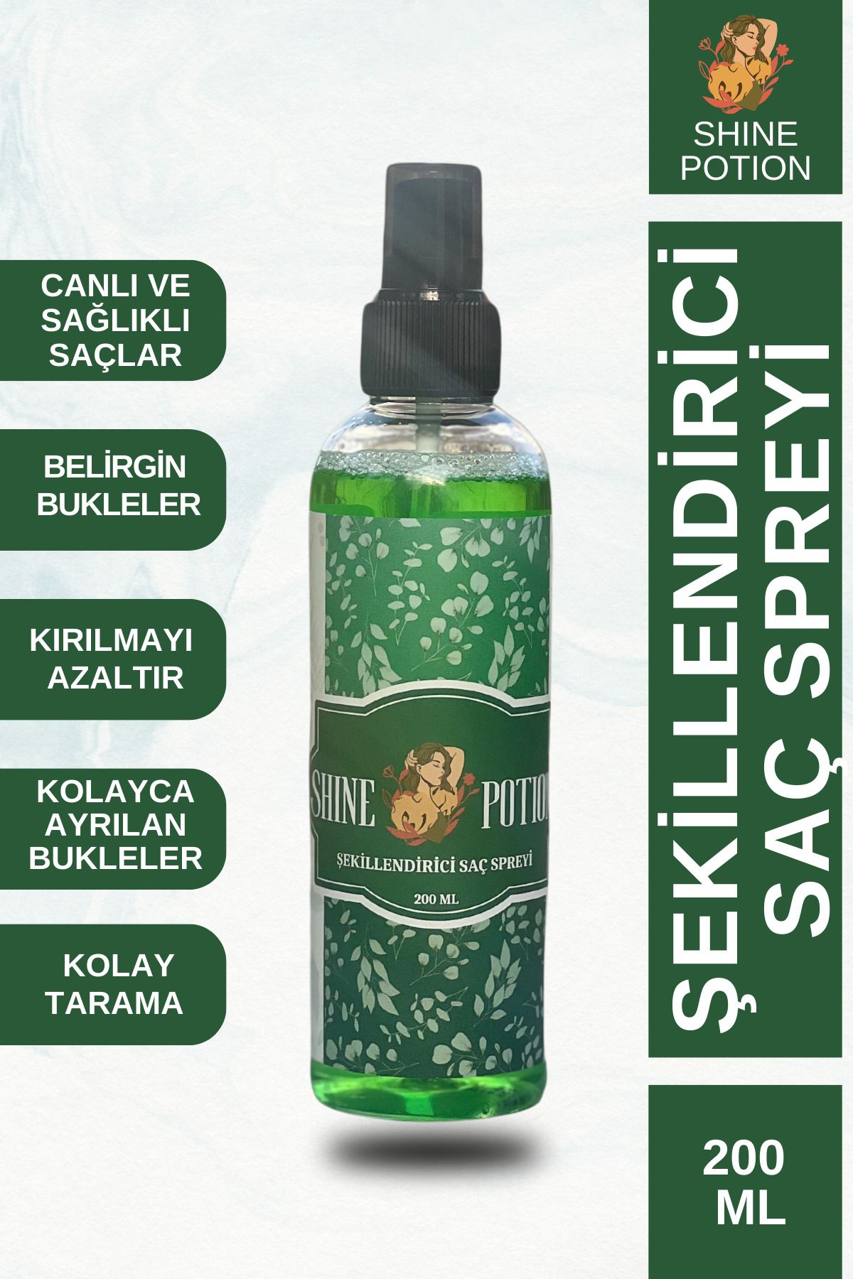 Shine Potion Şekillendirici Bukle Belirginleştirici Keratın Collagen Bıotın Içeren Saç Spreyi