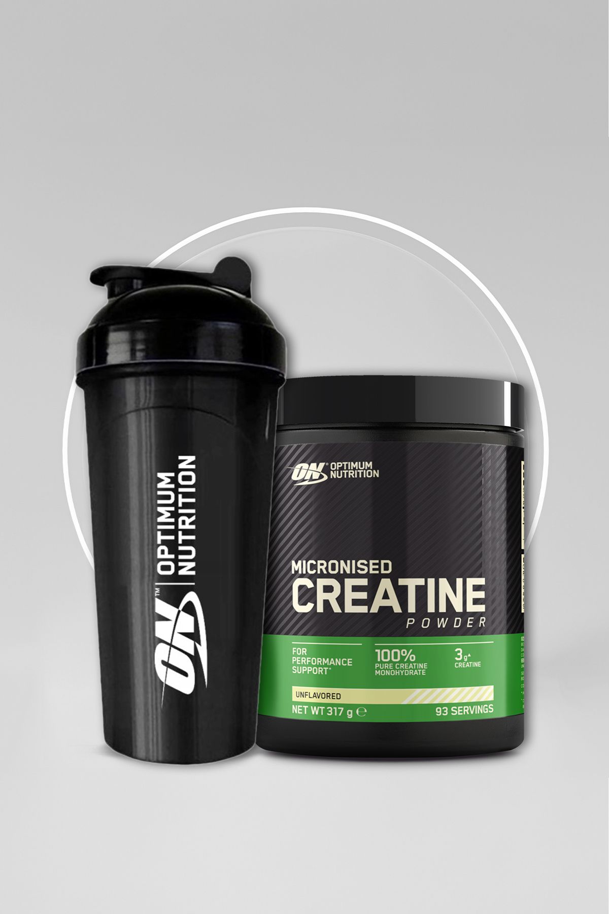 Optimum Nutrition Creatine (KREATİN) Aromasız 317g 93 Servis - Shaker 2'li Set