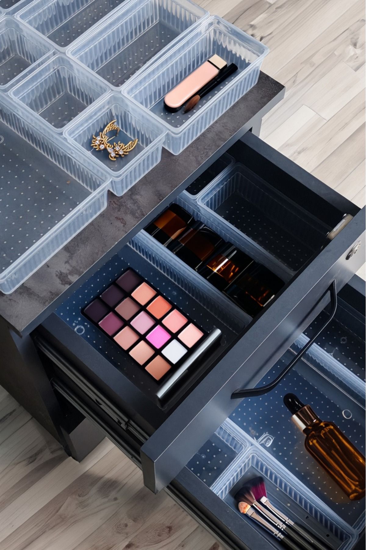 Bayev-18 Bade Drawer - Organizator de birou, suport pentru stilouri și cutie organizatoare pentru machiaj 3
