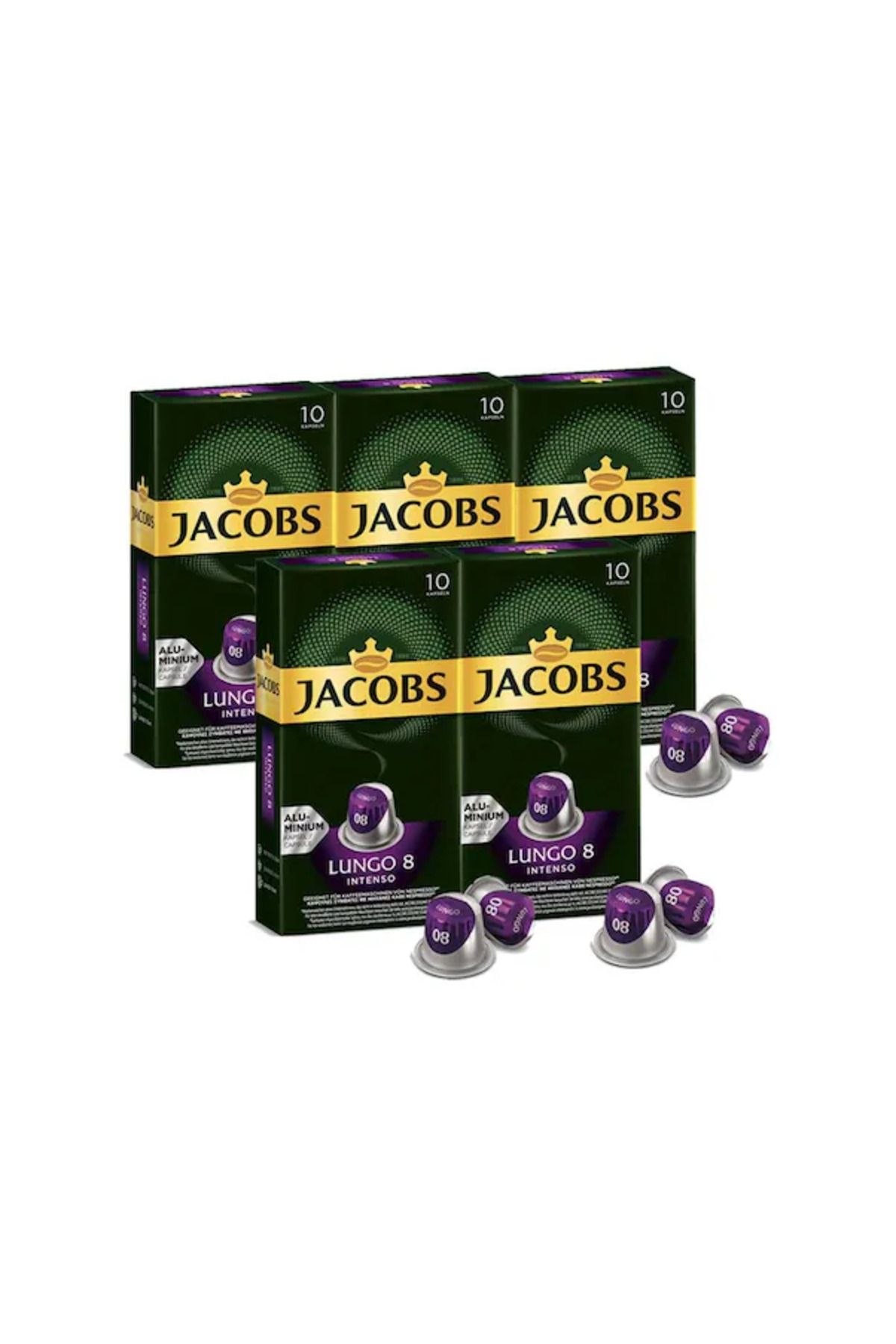 Jacobs Lungo 8 Intenso Nespresso Uyumlu Alüminyum Kapsül Kahve 10 Adet X 5 Paket