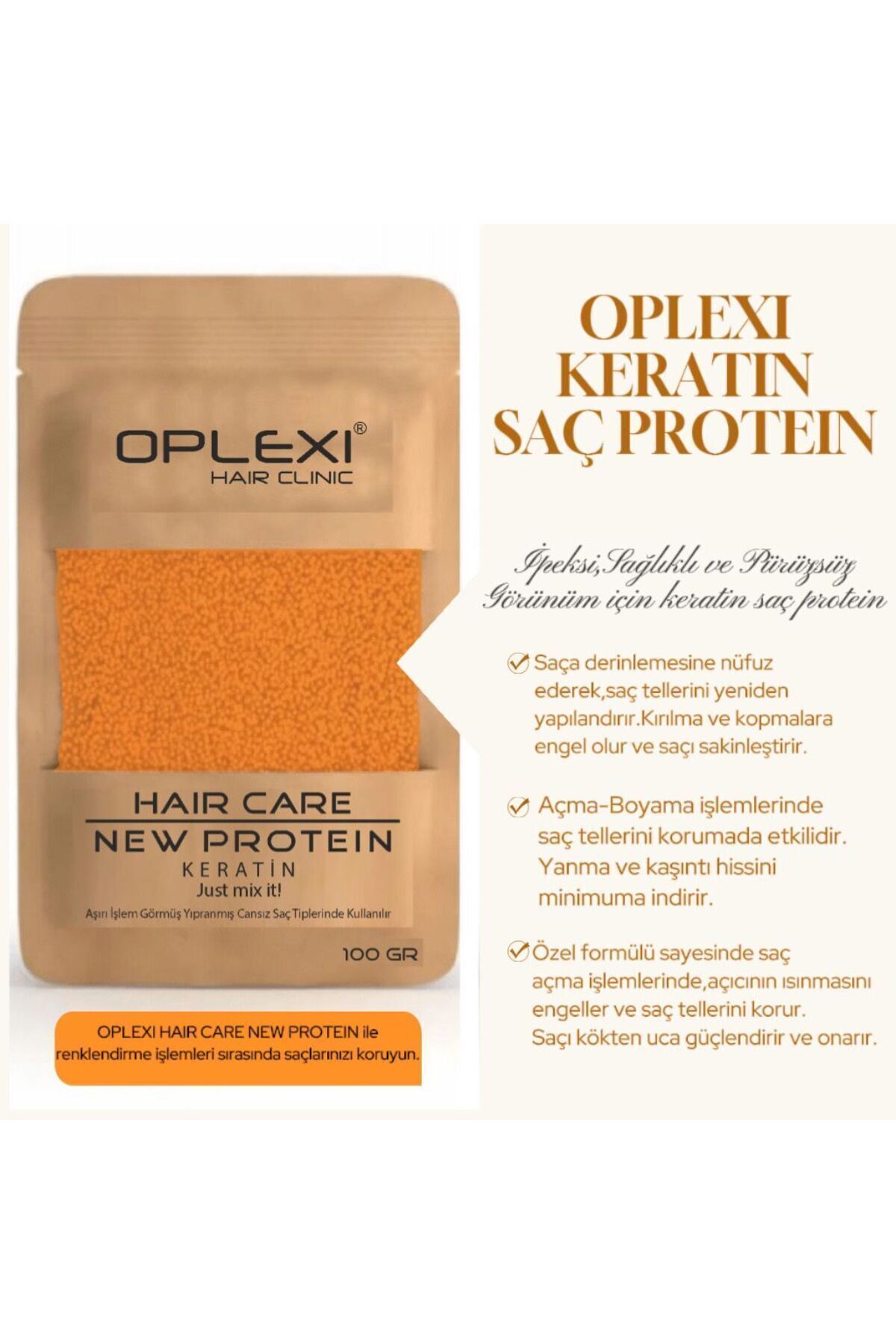 Oplexi hair clinic SAÇ BAKIM PROTEİNİ 100 GR YIPRANMAYA KARŞI ÖZEL ÜRÜN