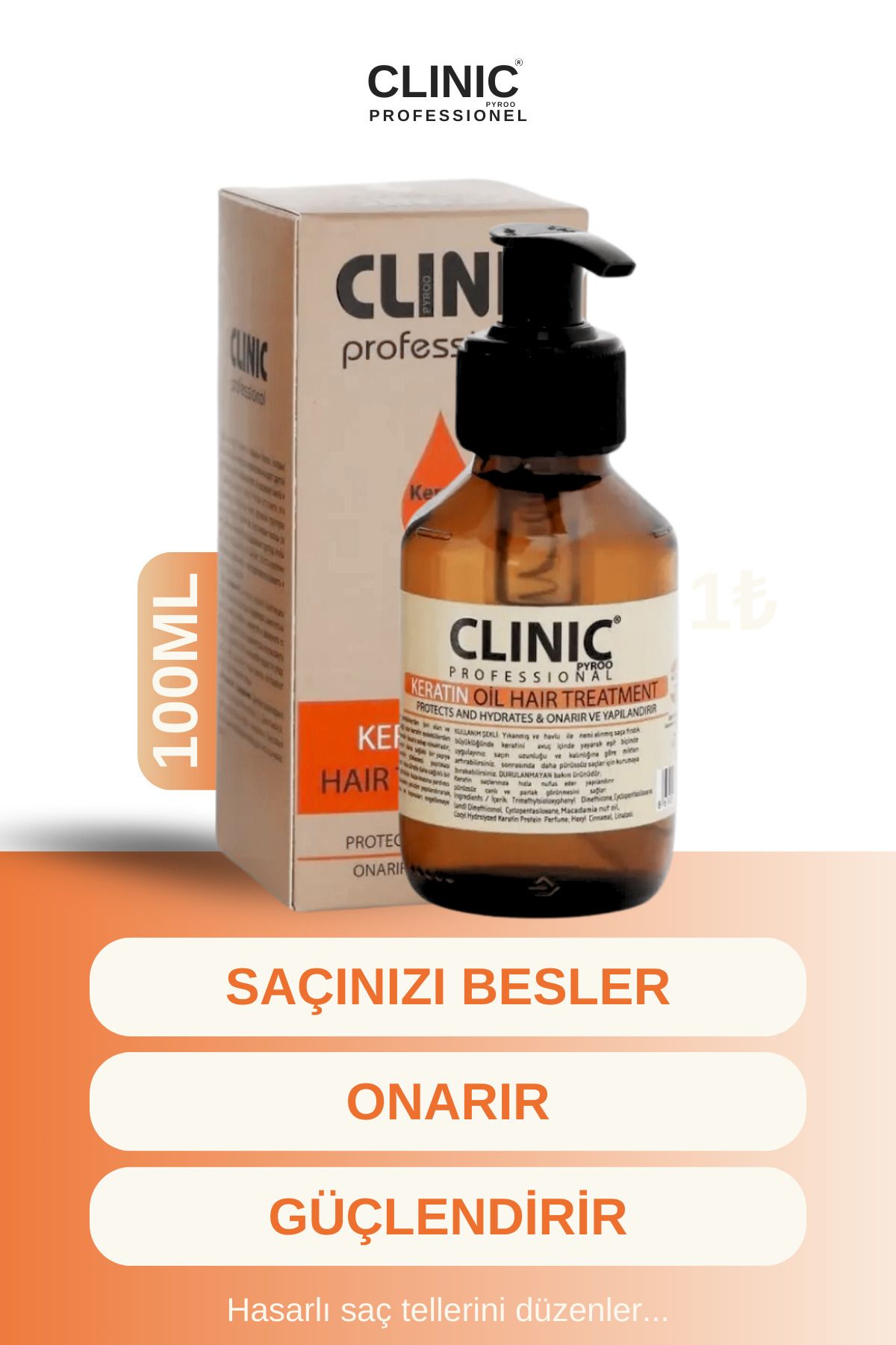 CLINIC PYROO Keratin Bakım Yağı (100 ML)-1