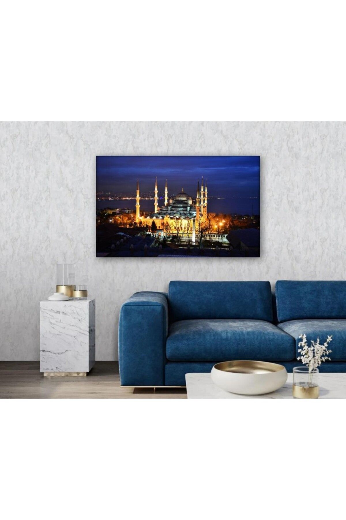 OK AKSESUAR Kanvas Tablo Camii Gece Görünümlü