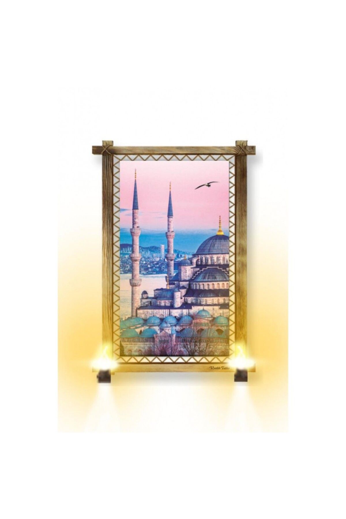 OK AKSESUAR Kanvas İstanbul Camii Rustik Lambalı Tablo