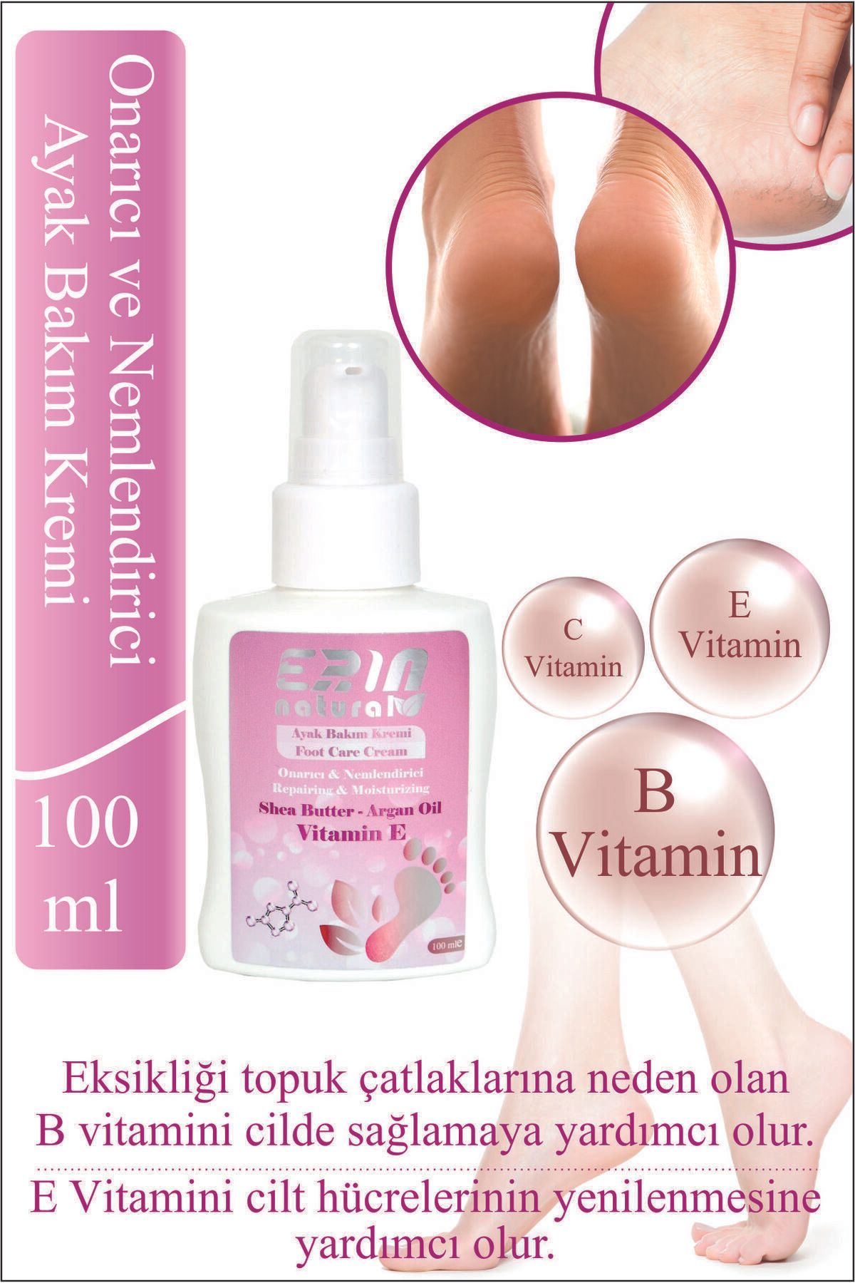 Erin Natural Onarıcı Ve Yumuşatıcı Ayak Bakım Kremi 100 ml