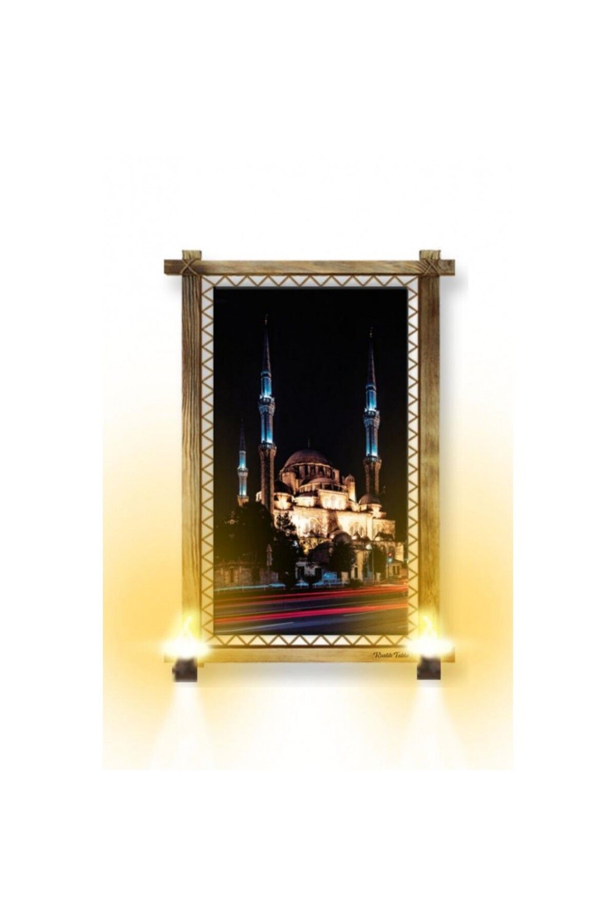 OK AKSESUAR Kanvas Camii Rustik Lambalı Tablo