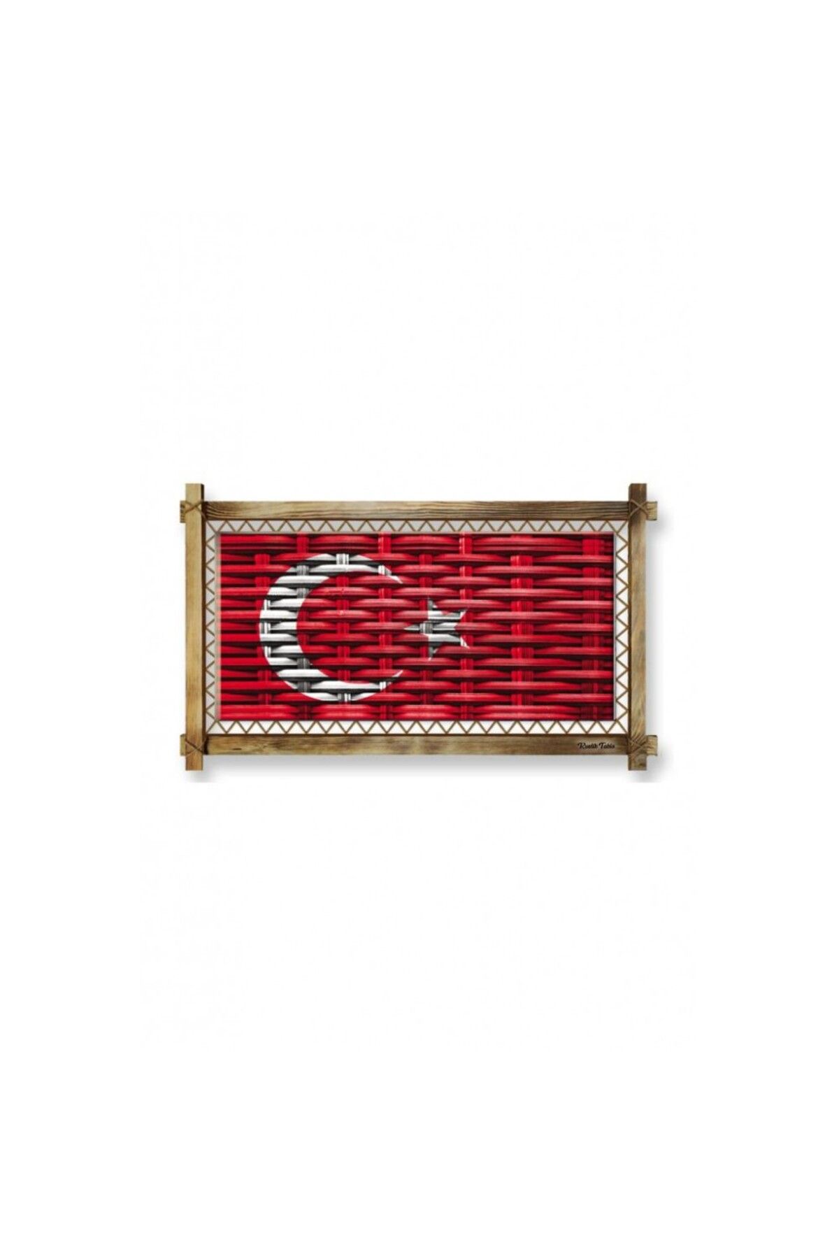 OK AKSESUAR Kanvas Türk Bayrağı Led Işıklı Rustik Tablo