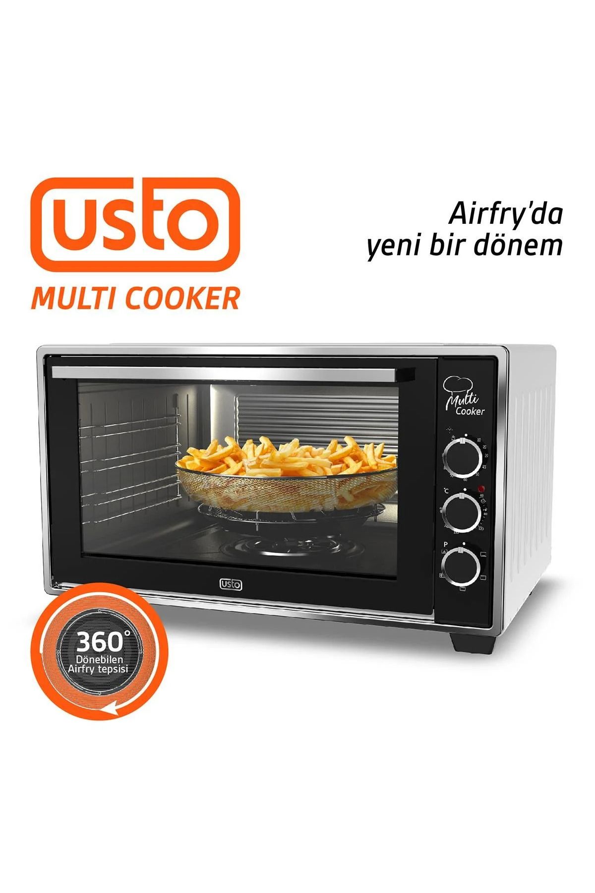 Usto 2105 Airfry Özellikli 50lt Multi Cooker Midi Fırın Beyaz