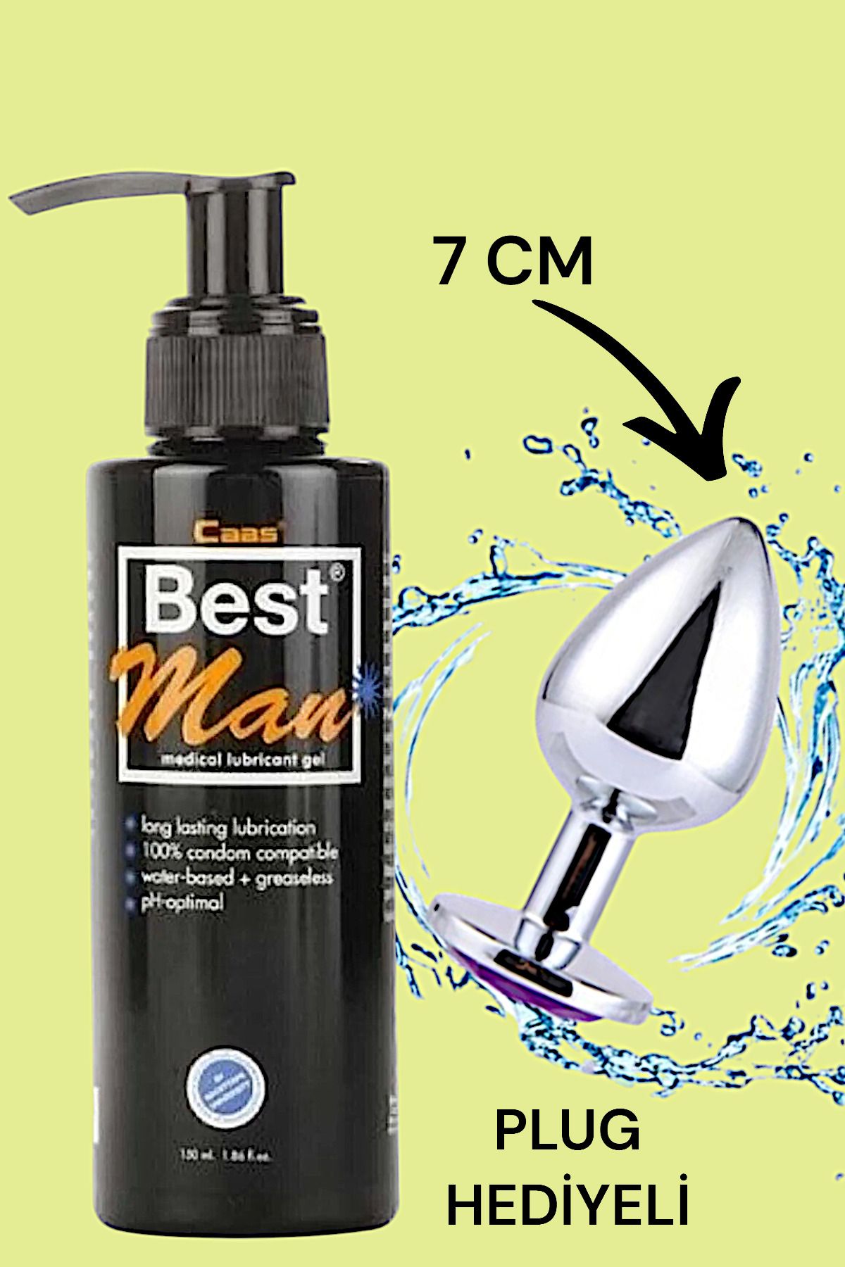 Best Man 150 ML Kayganlaştırıcı Jel & 7 Cm Metal Anal Plug